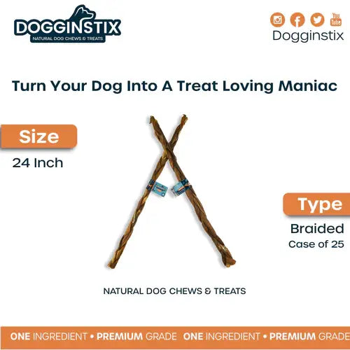 Dogginstix - 24" Braided Beef Tripe Sticks