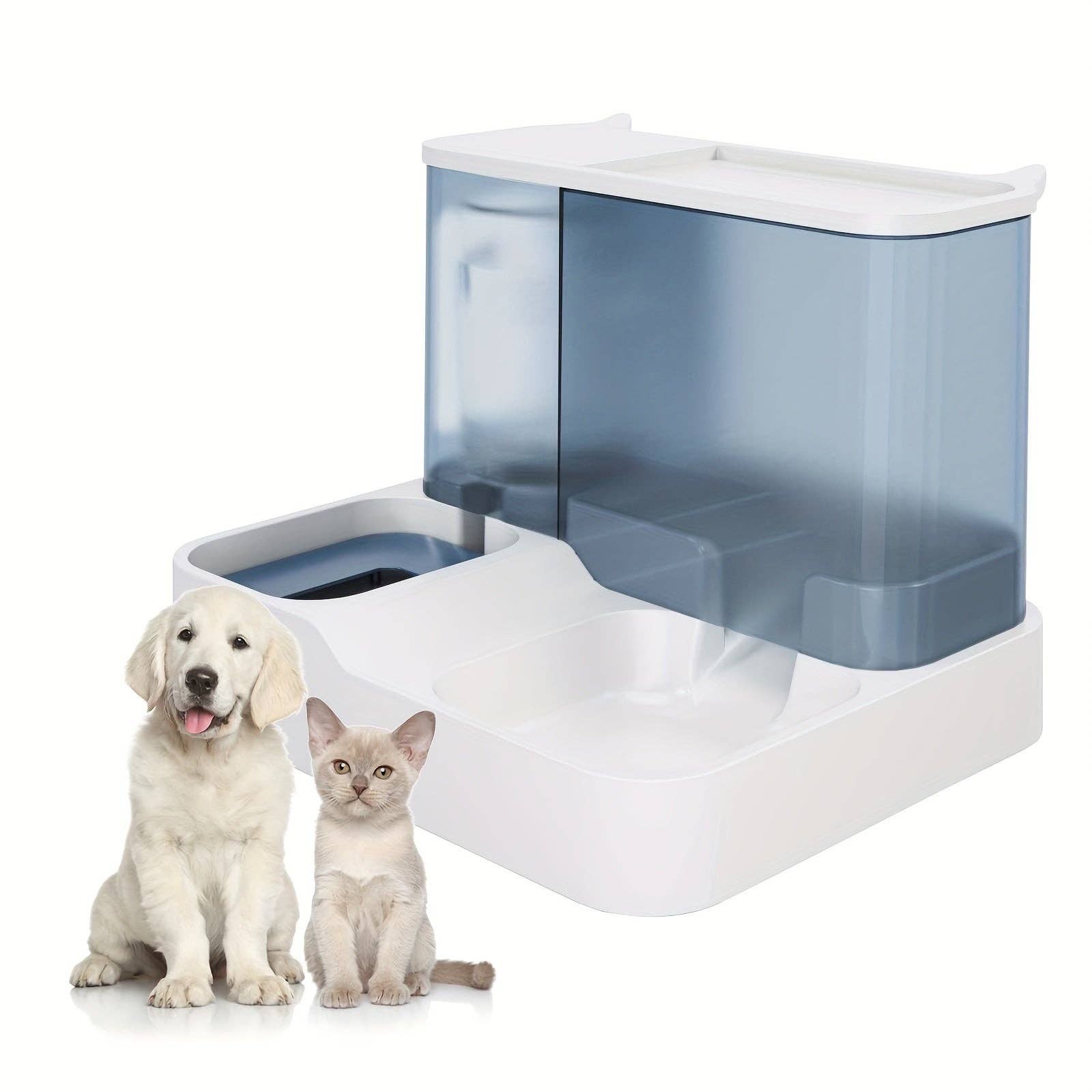 YIKELEATHER - 2-in-1 Automatic Pet Food Feeder And Water Dispenser, Gravity Design For Cats And Small Dogs (Grey): Gray