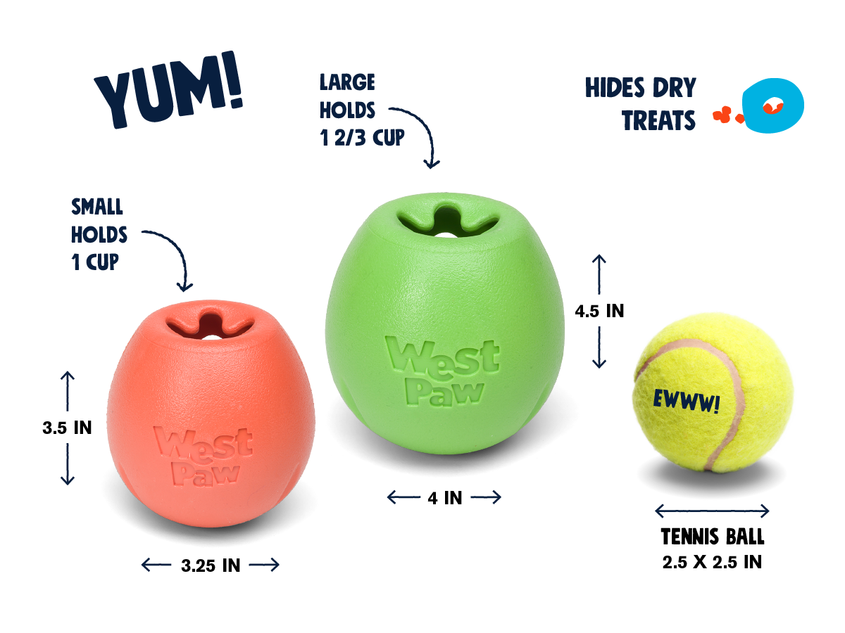 West Paw - Rumbl® Puzzle Treat-Dispensing Enrichment Dog Toy: L / Melon