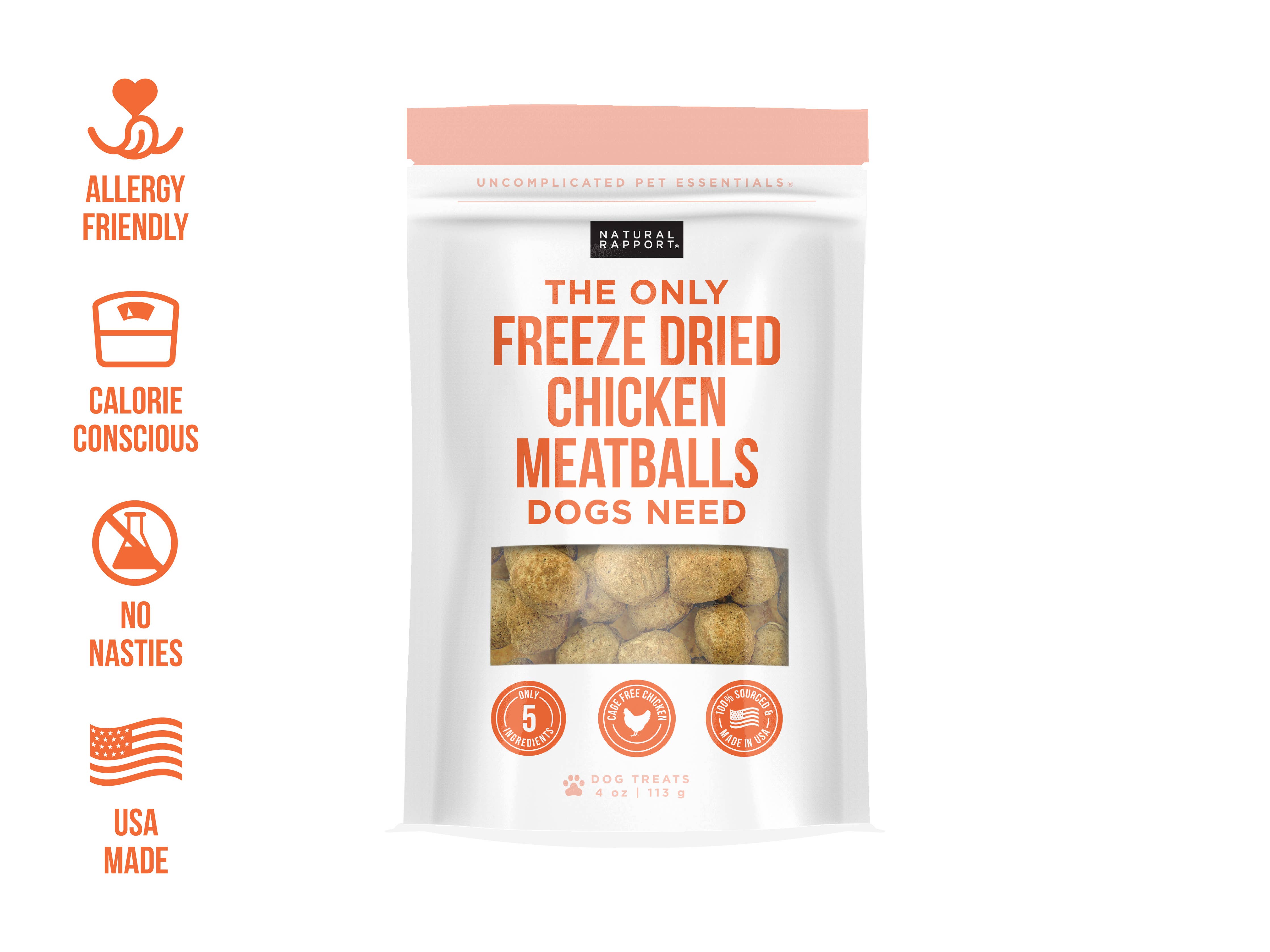Natural Rapport - The Only Freeze Dried Chicken Meatballs Dogs Need: 4 oz