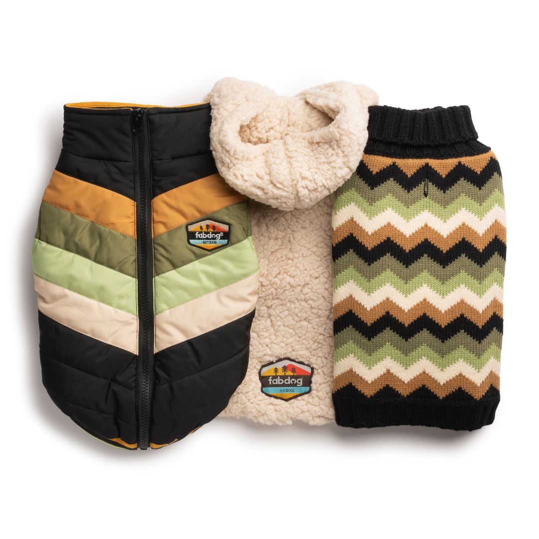 fabdog - Chevron Dog Coat Black: 10"