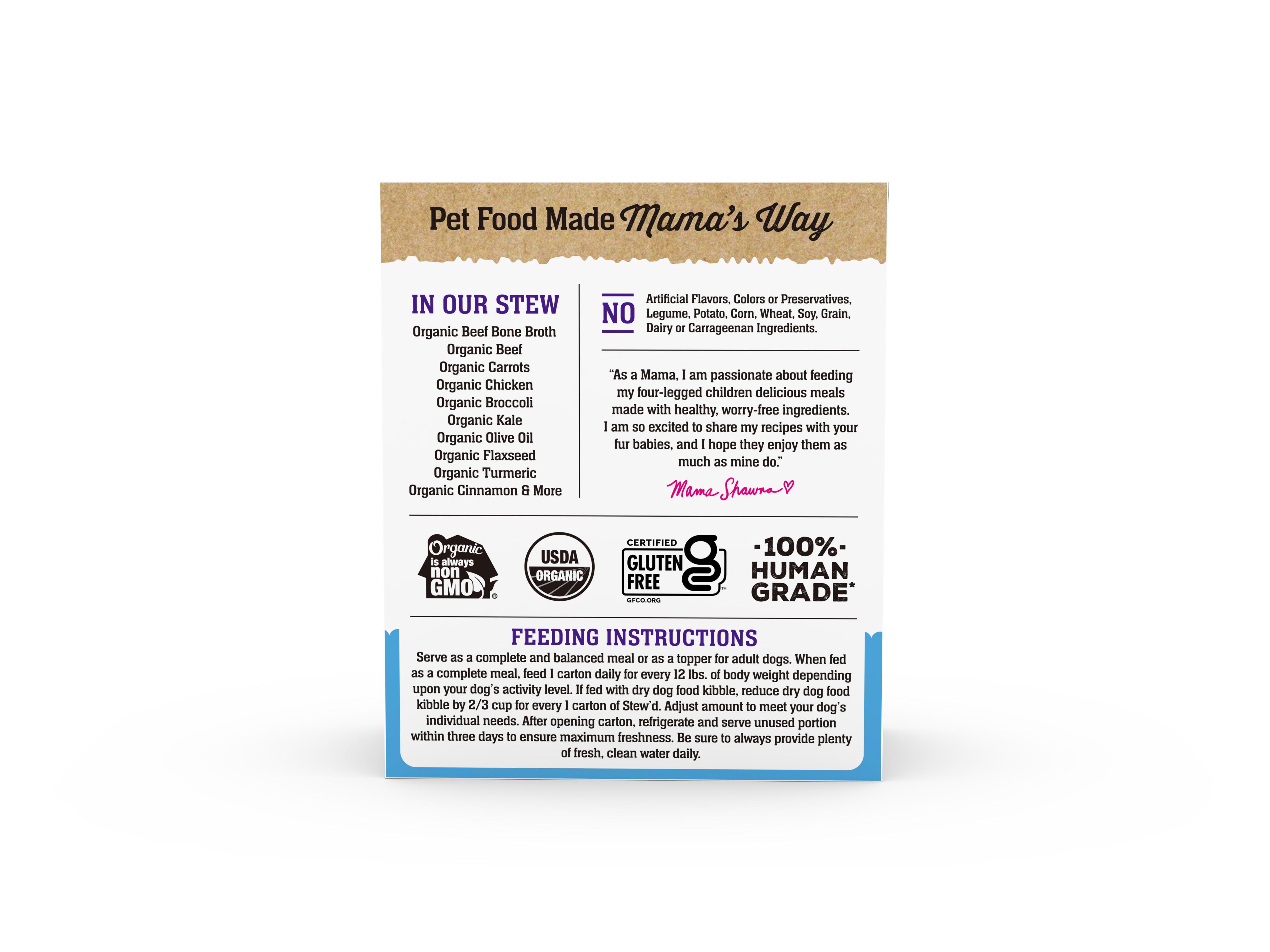 Mama Shawna - Stew'd Organic Dog Beef, Chicken & Veggies Recipe: Green