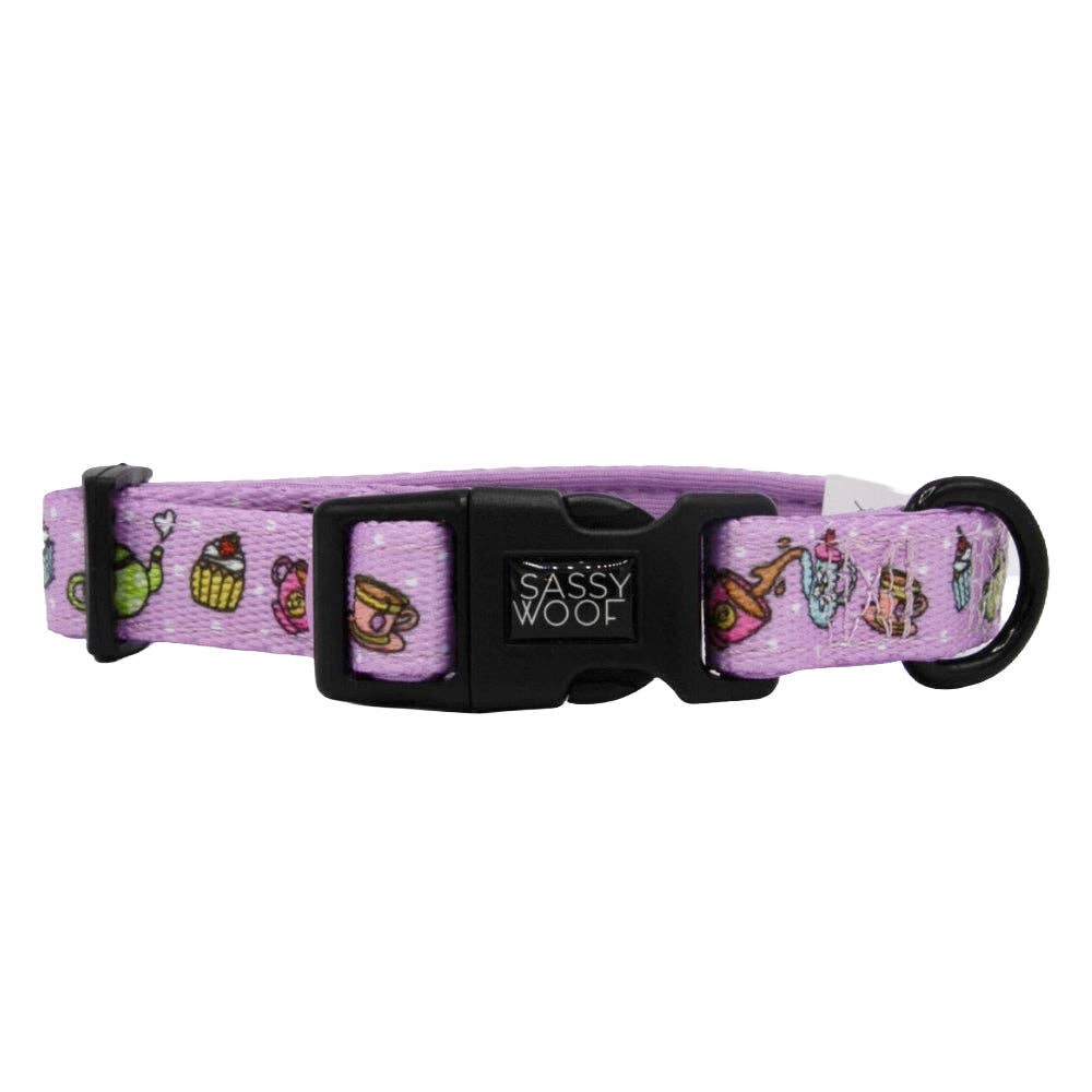 SASSY WOOF - Dog Collar - Tea Pawty: Medium