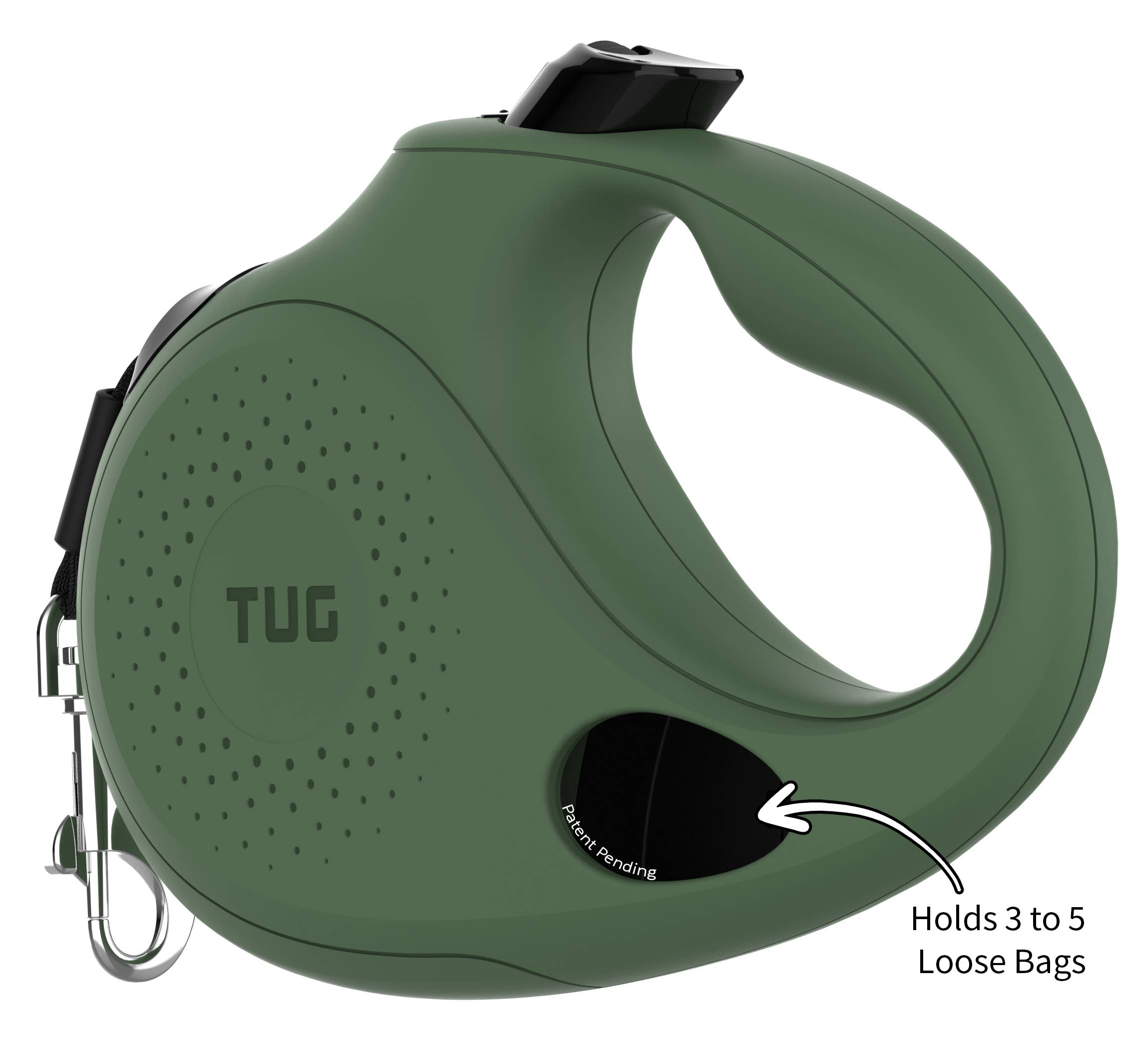 Tug Pet Products - TUG Retractable Dog Leash with Integrated Dispenser: Black / Large
