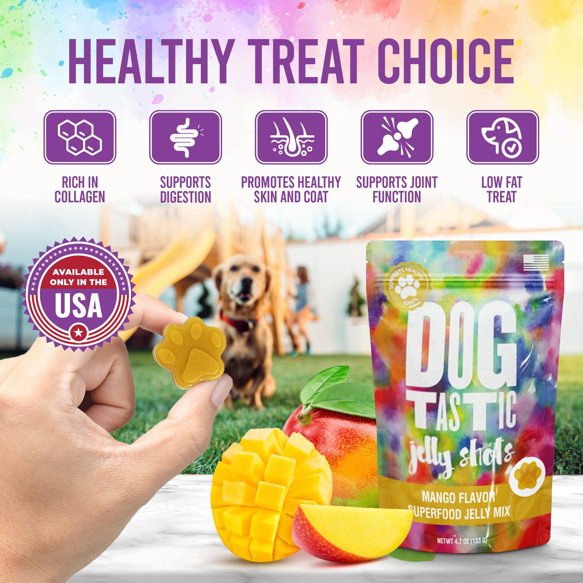 SodaPup Dog Toys - Dogtastic Jelly Shots - Mango Flavor: Dogtastic Jelly Shots gelatin mix for dogs - Mango Flavor