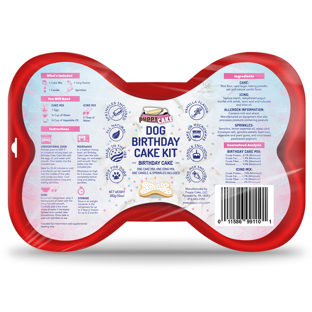 Puppy Cake LLC - Dog Birthday Cake Kit: Red Velvet (wheat-free)