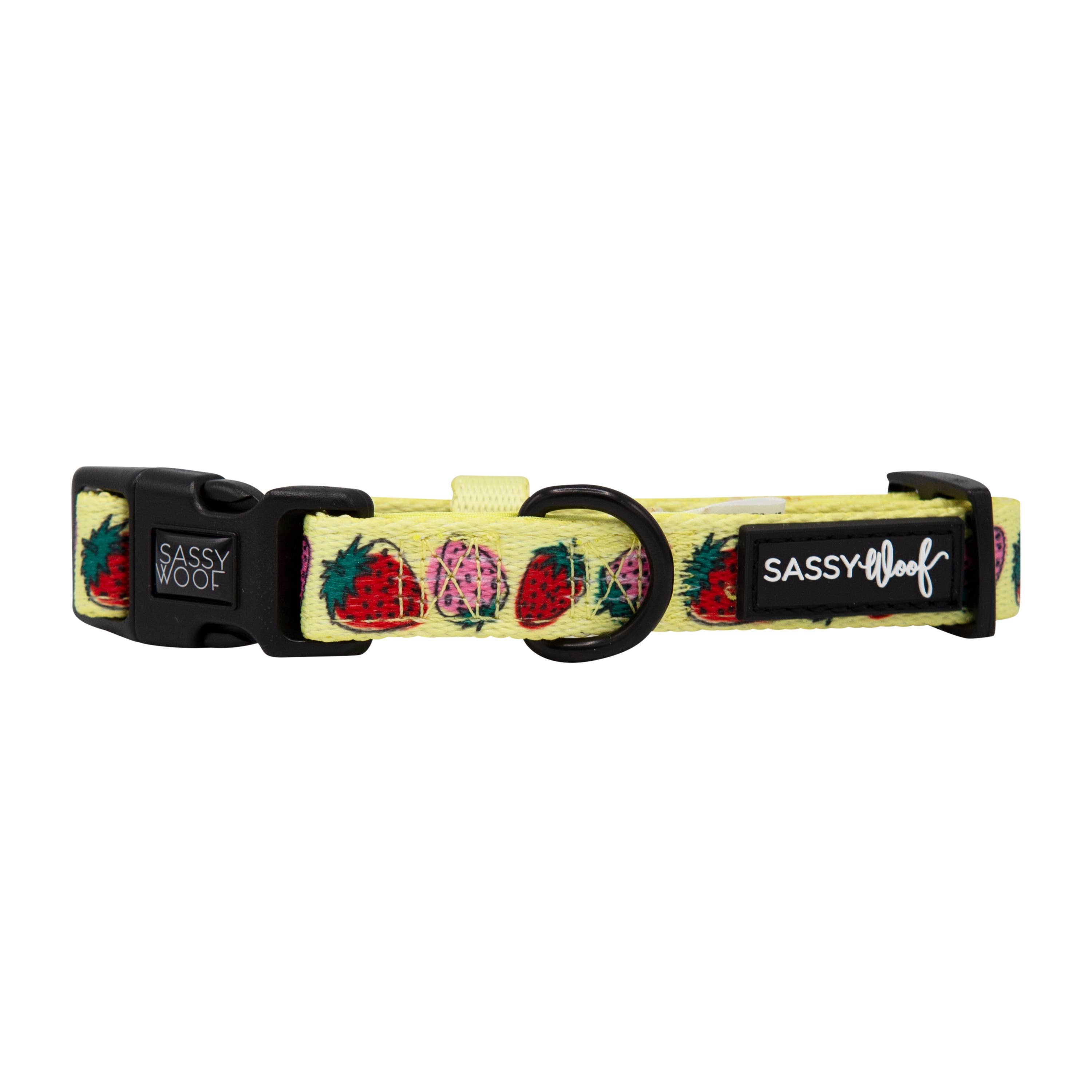SASSY WOOF - Dog Collar - Strawberry Fields Furever: S