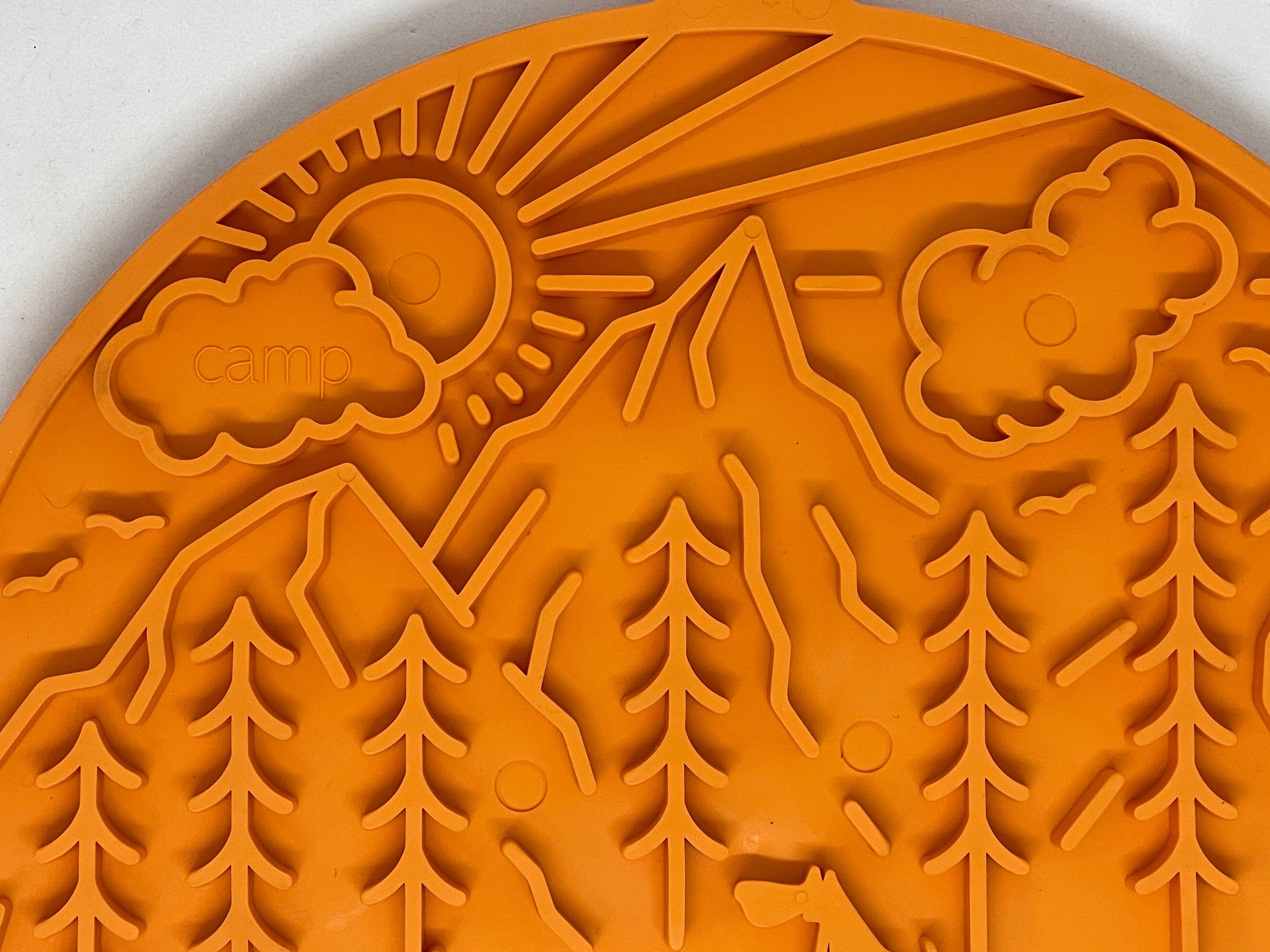 SodaPup Dog Toys - Camp eMat Enrichment Lick Mat With Suction Cups: Orange