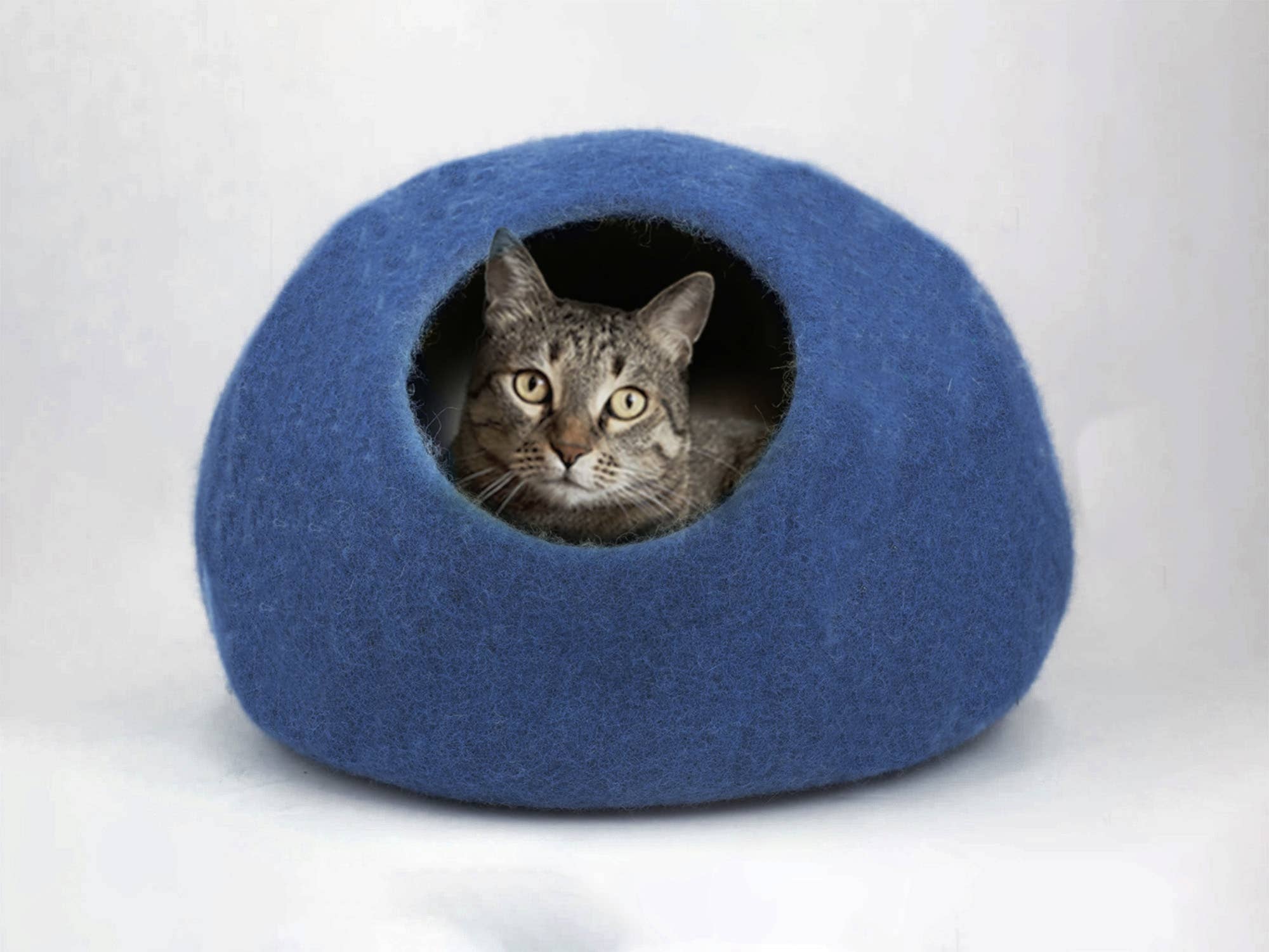 Felt Cat Cave Natural Felt Wool Cat Bed - SOLID COLORS: Heather Gray