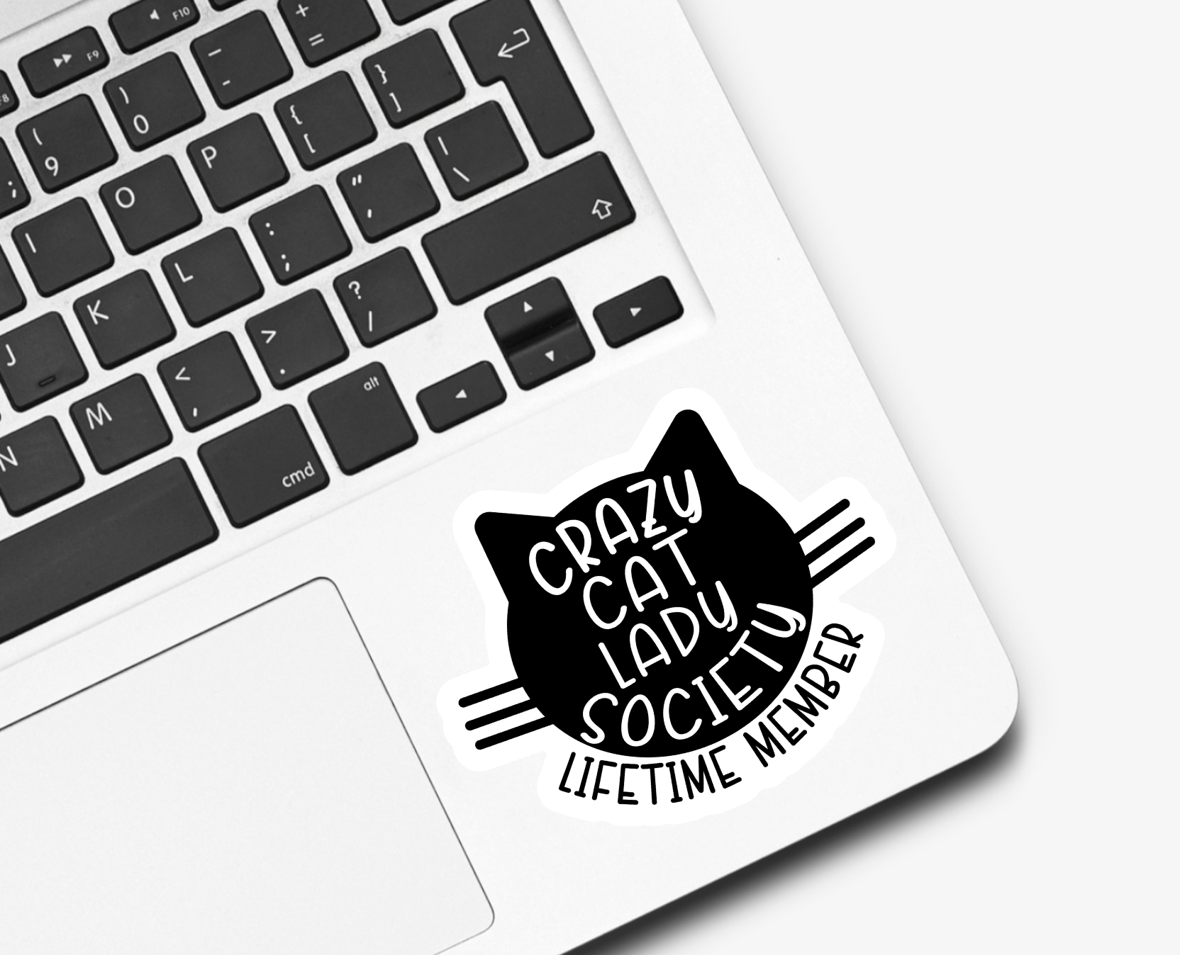 Crazy Cat Lady Society Lifetime Member Sticker: Transparent Background