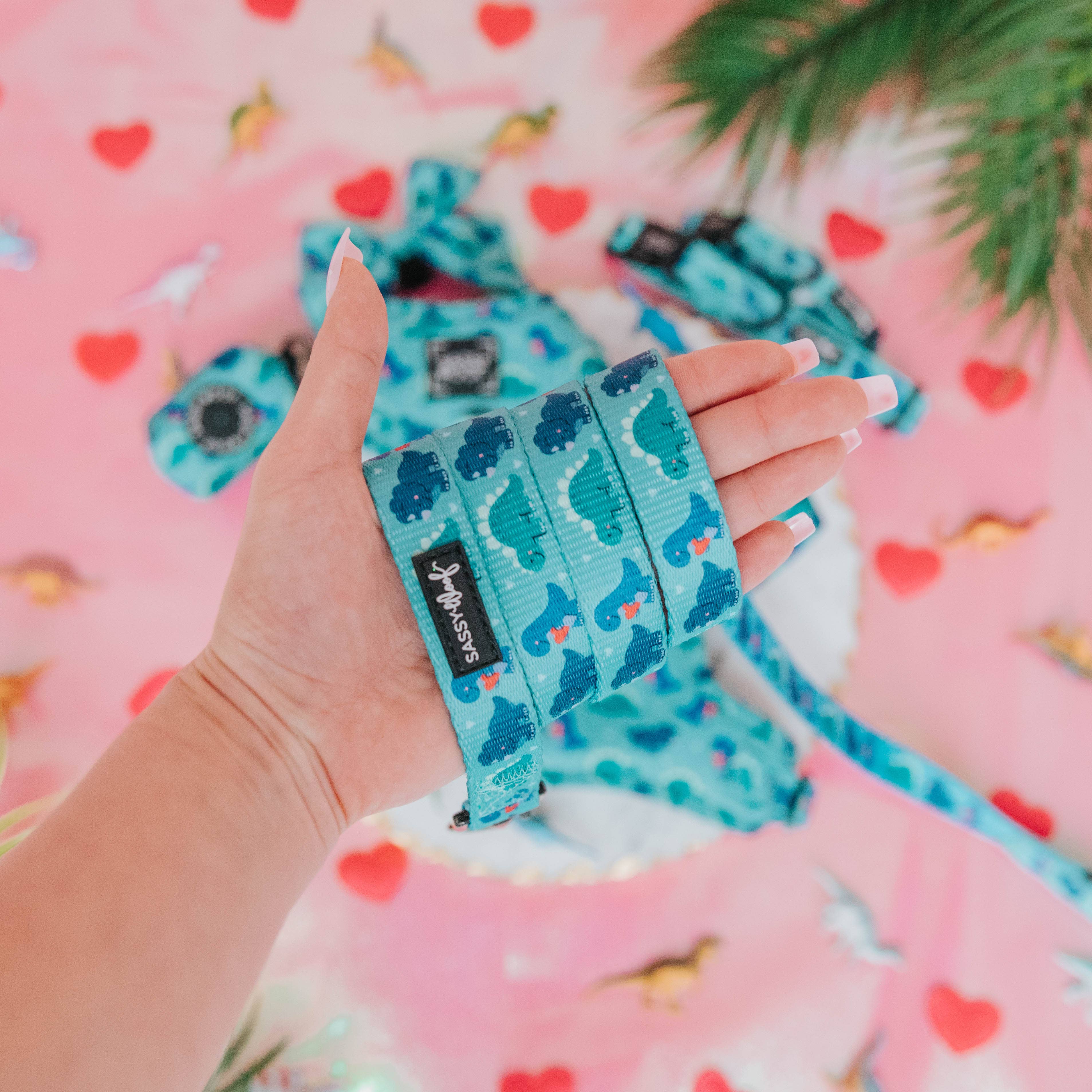 SASSY WOOF - Dog Fabric Leash - Dino Darling