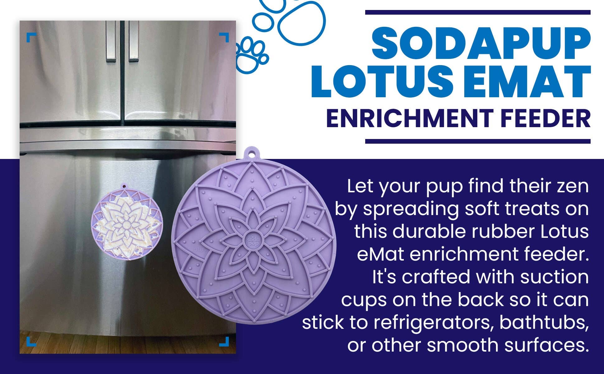 SodaPup Dog Toys - Lotus eMat Enrichment Lick Mat With Suction Cups: Light Purple