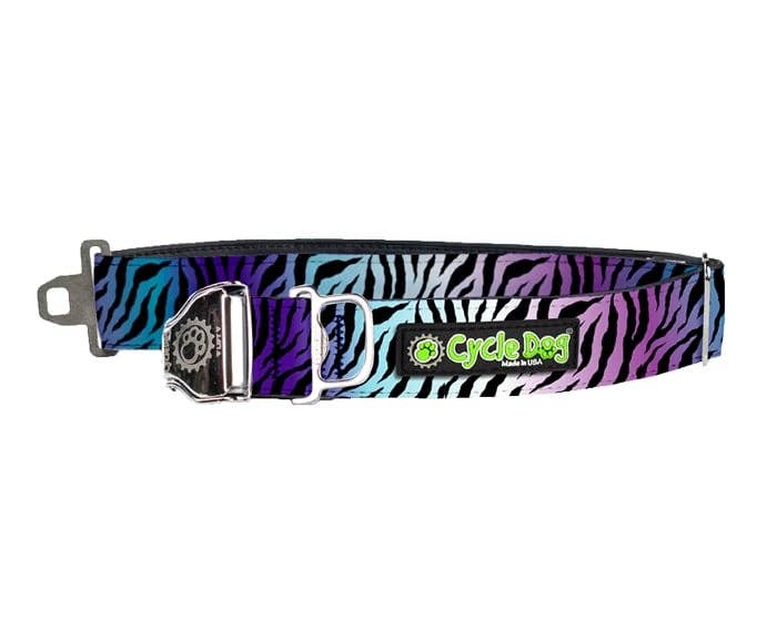 Cycle Dog - Zebra Dog Collar: Latch-Lock Metal Buckle / Standard / Large 17-27” (43-69 cm)