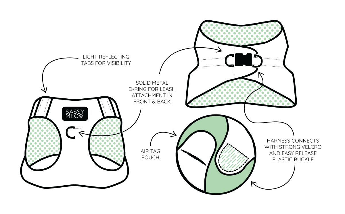 SASSY WOOF - Cat Step-In Harness - I Chews You: XSmall