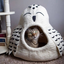 Dharma Dog Karma Cat - Owl Wool Pet Cave: Grey