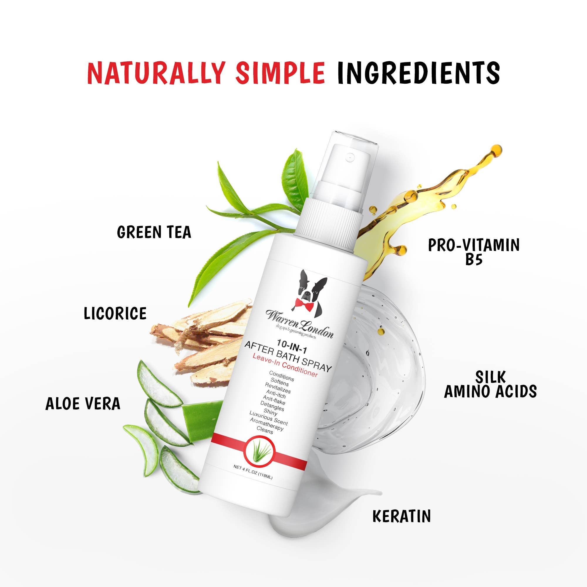 Warren London Dog Products - 10-in-1 After Bath Spray - 3 Sizes: 4oz