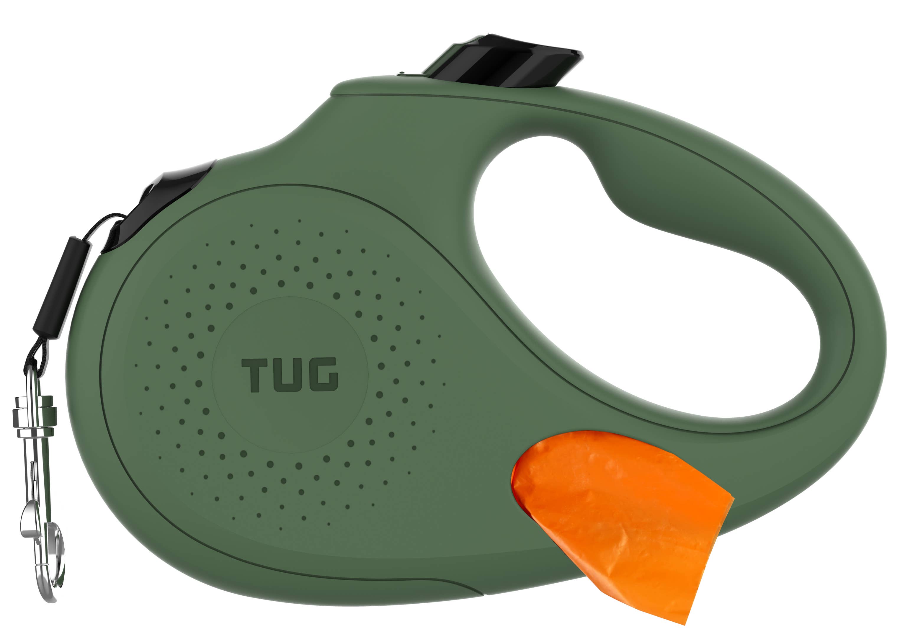 Tug Pet Products - TUG Retractable Dog Leash with Integrated Dispenser: Black / Medium