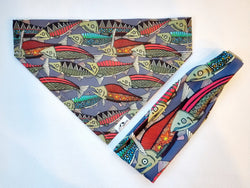 HappyAK - Grey Salmon Pet Bandana: X Small