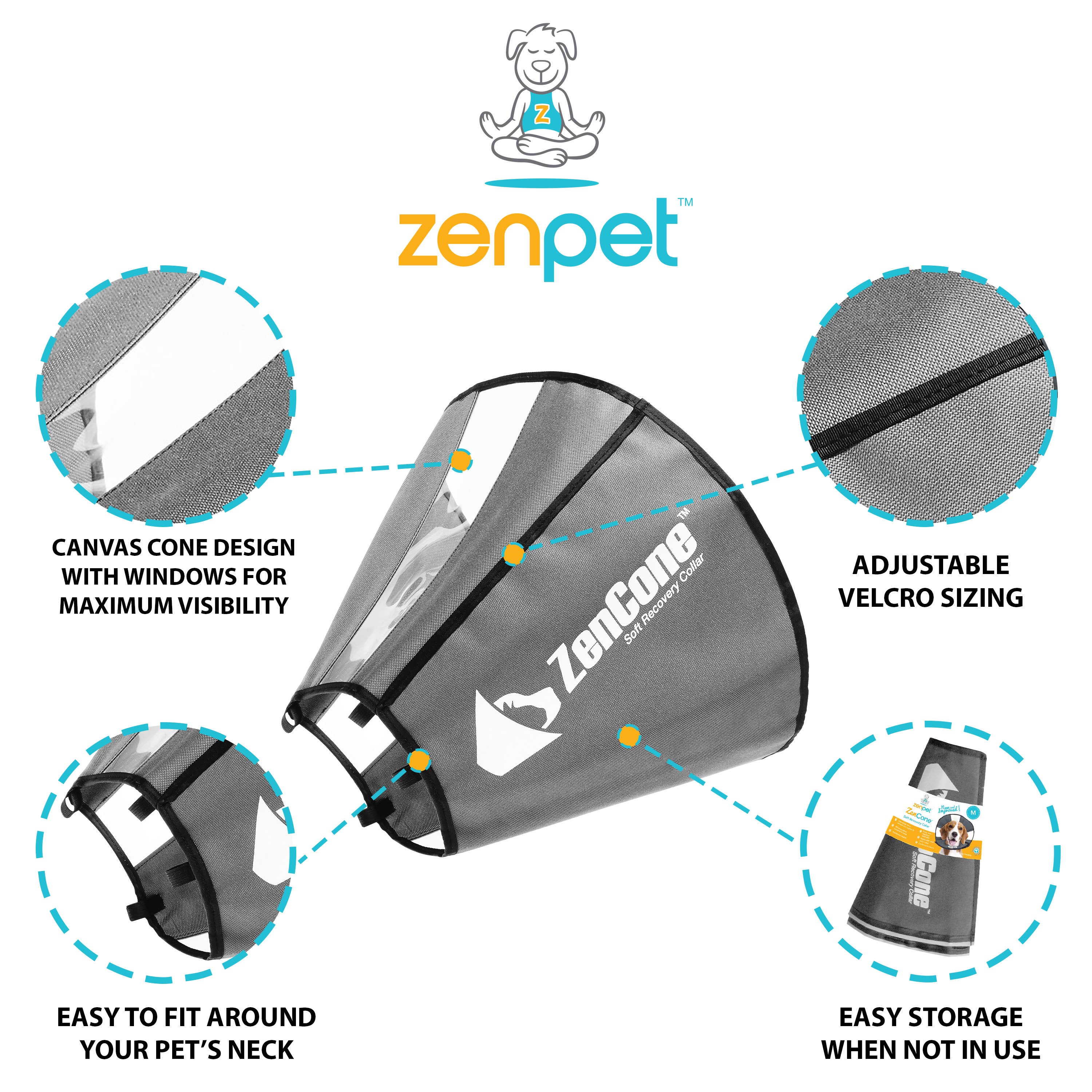 ZENPET - ZenCone - Soft Recovery Collar with Windows: Medium (12-15 in.)