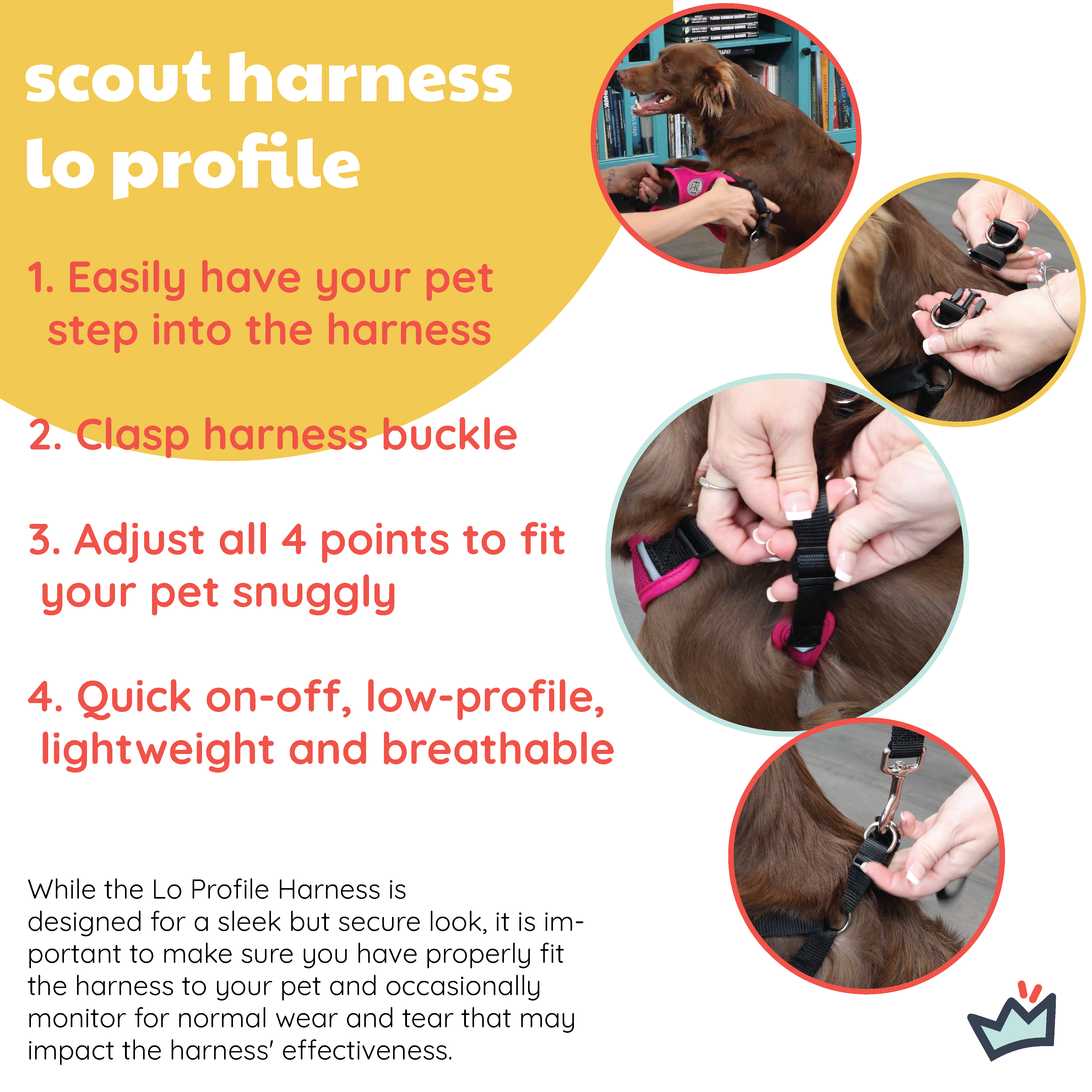 Huxley & Kent - Scout LoPro Harness Raspberry: XS (4-8lbs)