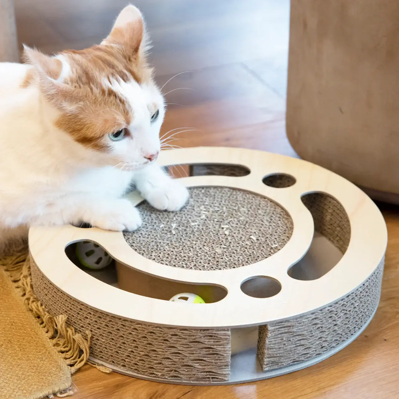 PET GEAR DISTRIBUTORS - NANDOG Round Shape Open Play Set Wood Cat Scratcher