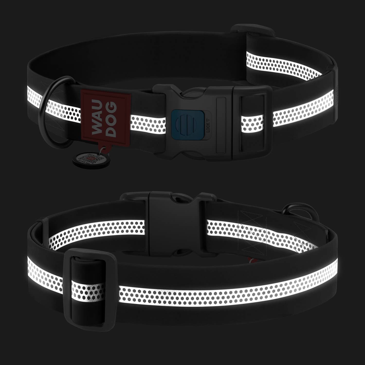 WAUDOG - Collar WAUDOG Waterproof reflective: M / Gray / plastic buckle-fastex