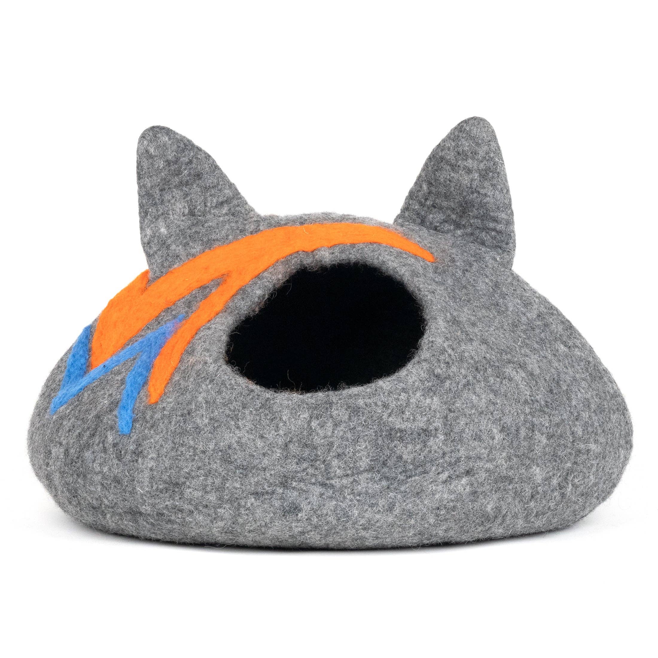 Felt Cat Cave Natural Felt Wool Cat Bed - Ears & Bolt: Dark Gray