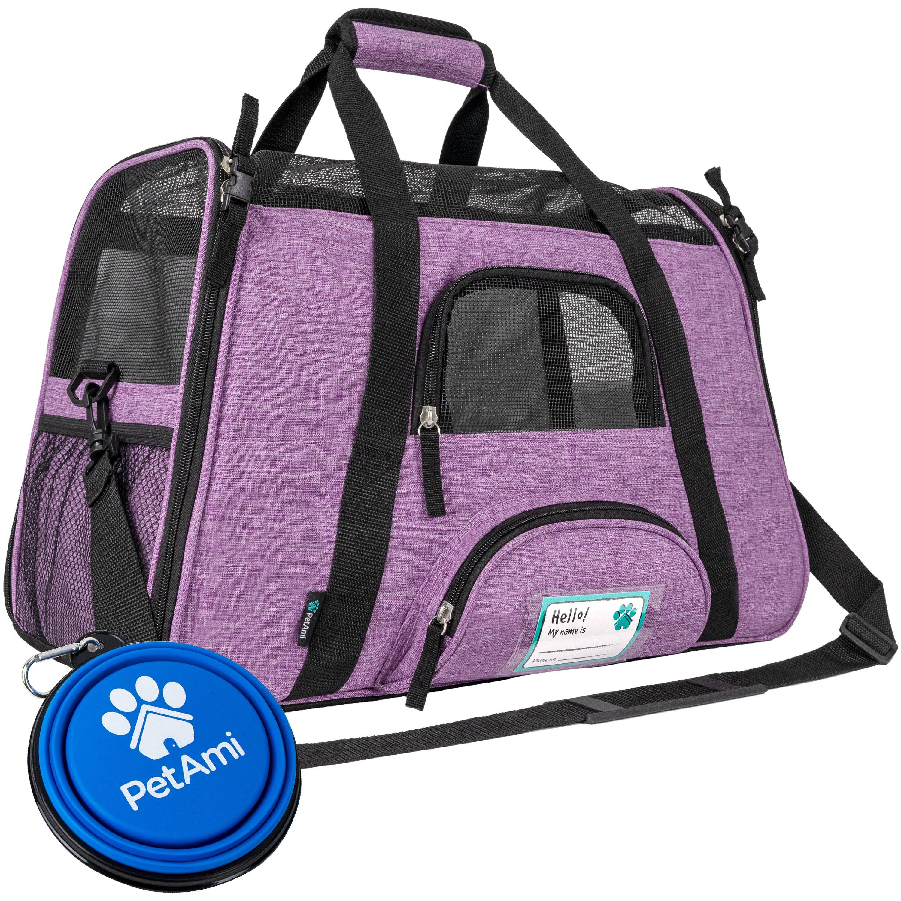 PetAmi - Heather Tote Bag Pet Carrier - Airline Approved: Heather Charcoal / Large - 19.5" x 10.2" x 12" (LxWxH)