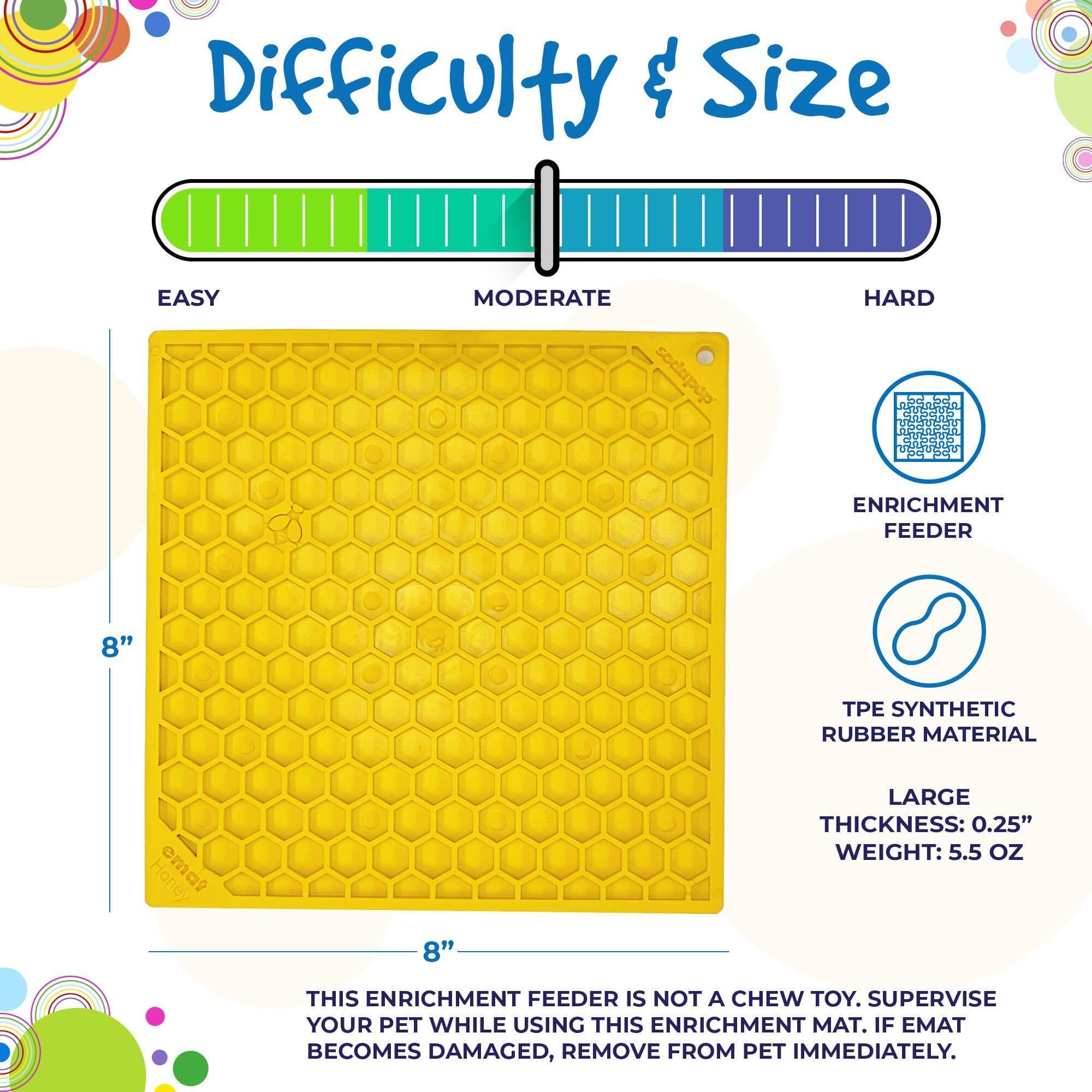 SodaPup Dog Toys - Honeycomb Design Emat Enrichment Licking Mat - Yellow - Larg: Small