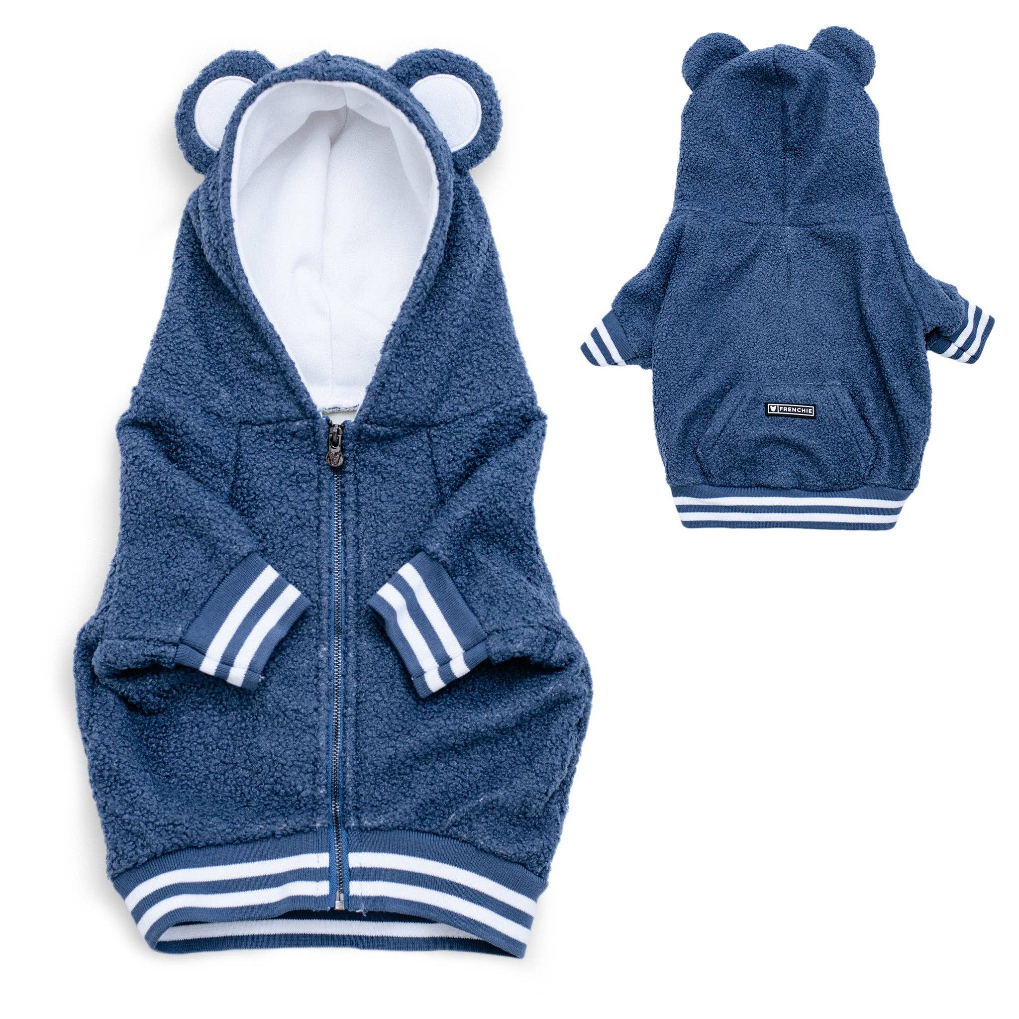 Frenchie - Frenchie Dog Hoodie - Blue Teddy: M
