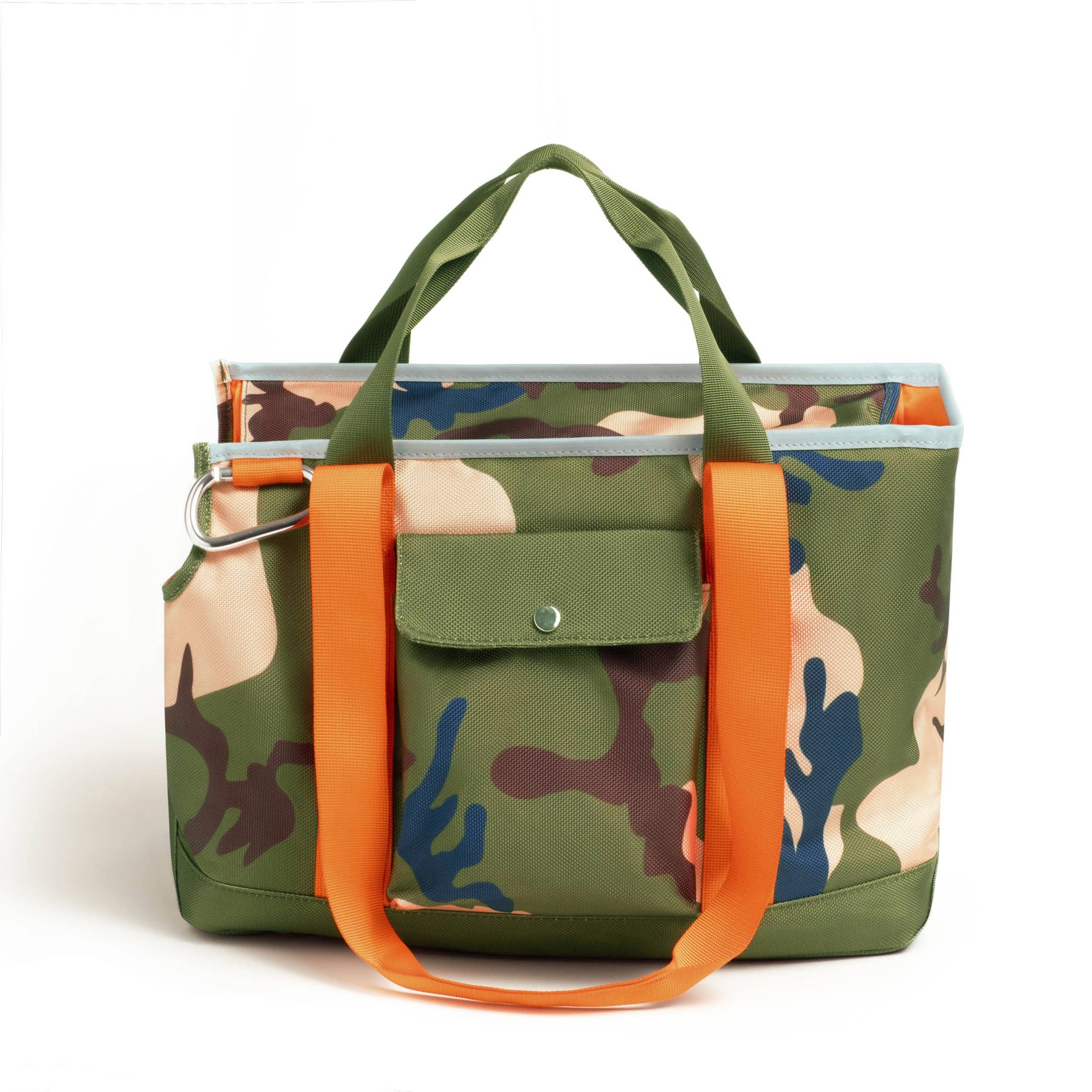 ROVERLUND - OUT-AND-ABOUT PET TOTE PRO EDITION: CAMO / ORANGE / SMALL - UP TO 15LBS