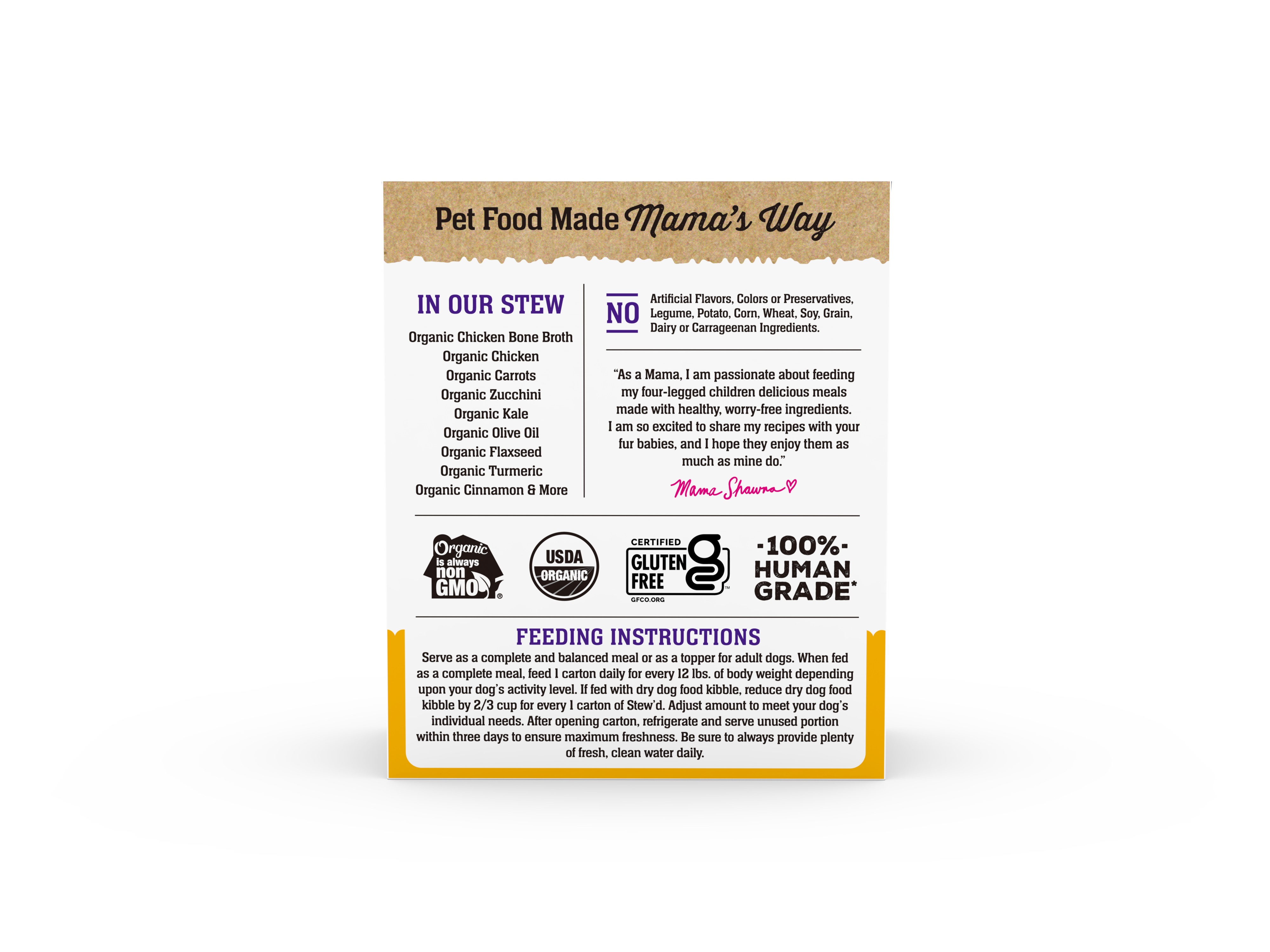 Mama Shawna - Stew'd Organic Dog Chicken & Veggies Recipe: Orange