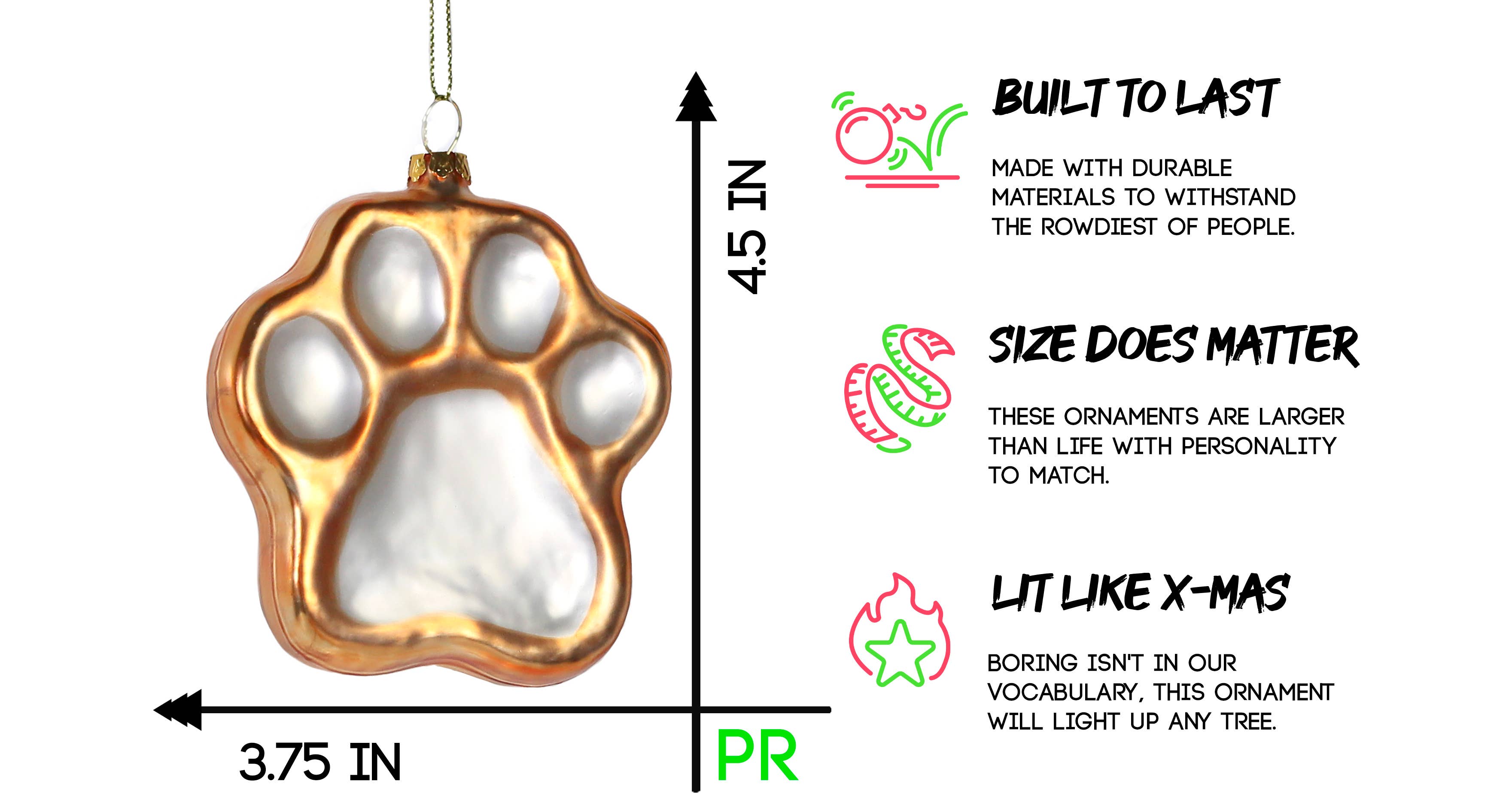 Party Rock | Paw Print Glass Ornament