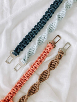 EMBER & IVORY - Macrame Dog Seat Belt / Car Restraint - Java Rope: Spiral Knot / Medium (24")