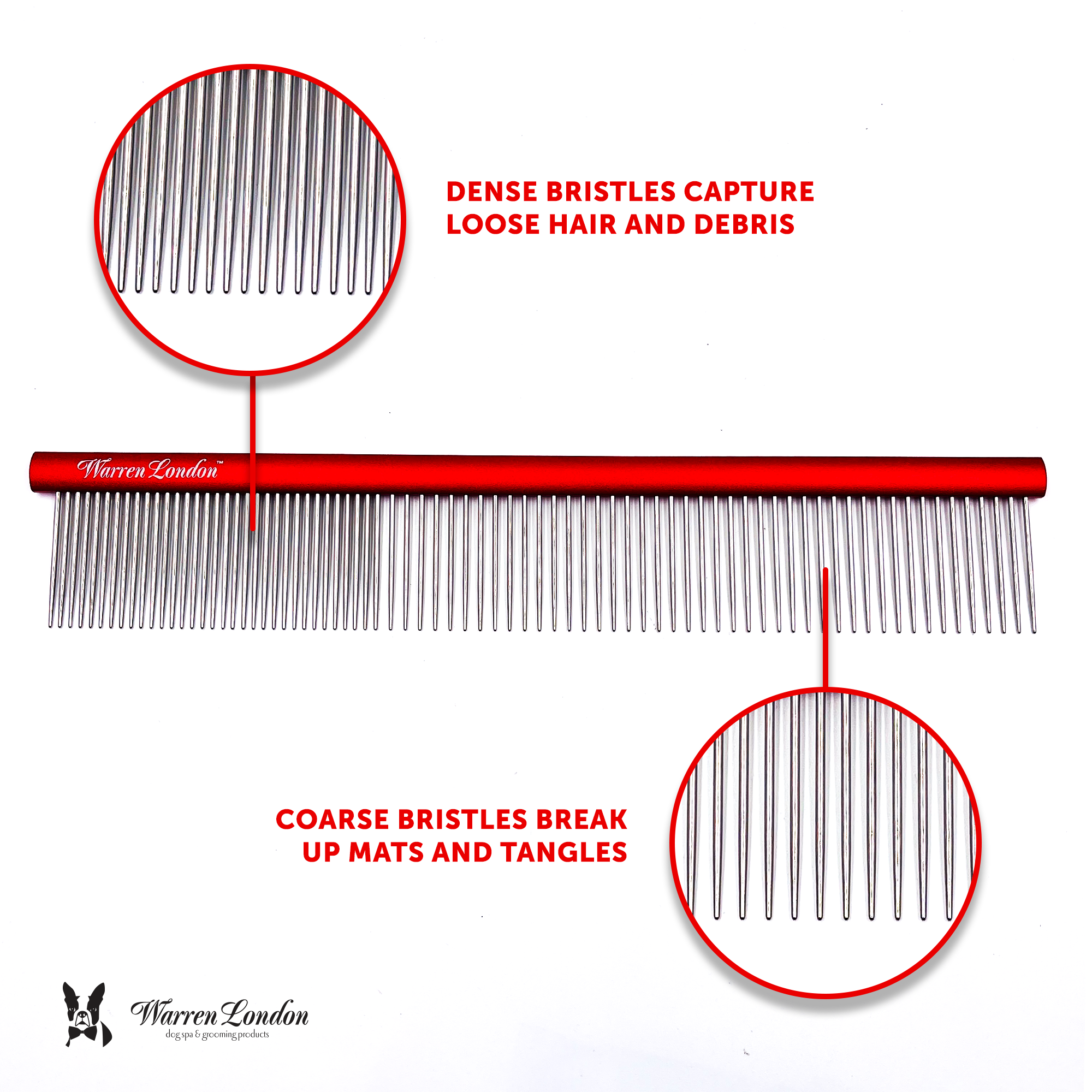 Warren London Grooming Comb - Available in 3 Different Types: Crescent Detail Comb