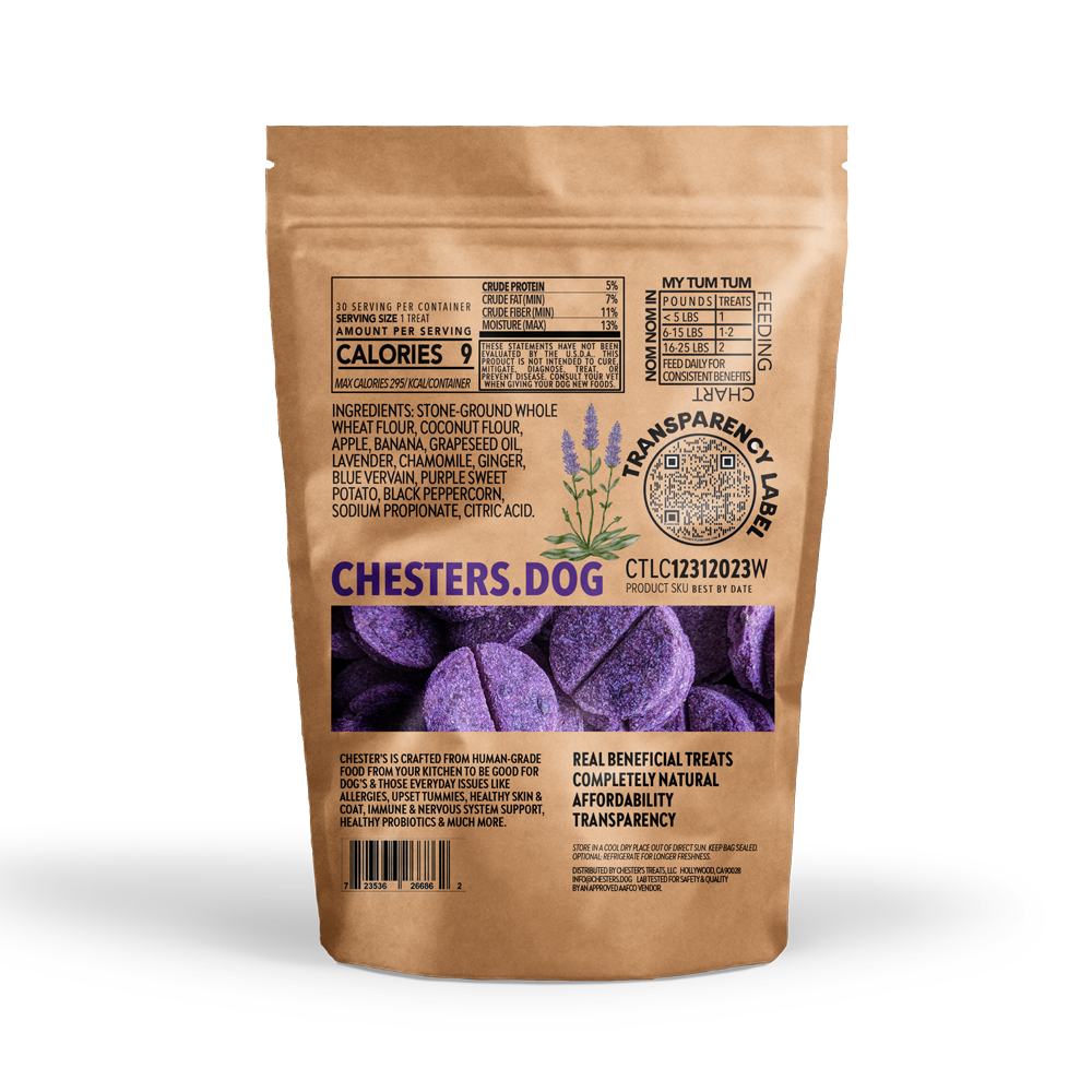 Chester's Dog Treats, LLC - CHESTER’S LAVENDER & CHAMOMILE NATURAL DOG TREATS