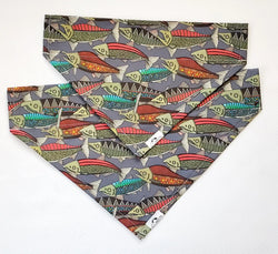 HappyAK - Grey Salmon Pet Bandana: Large