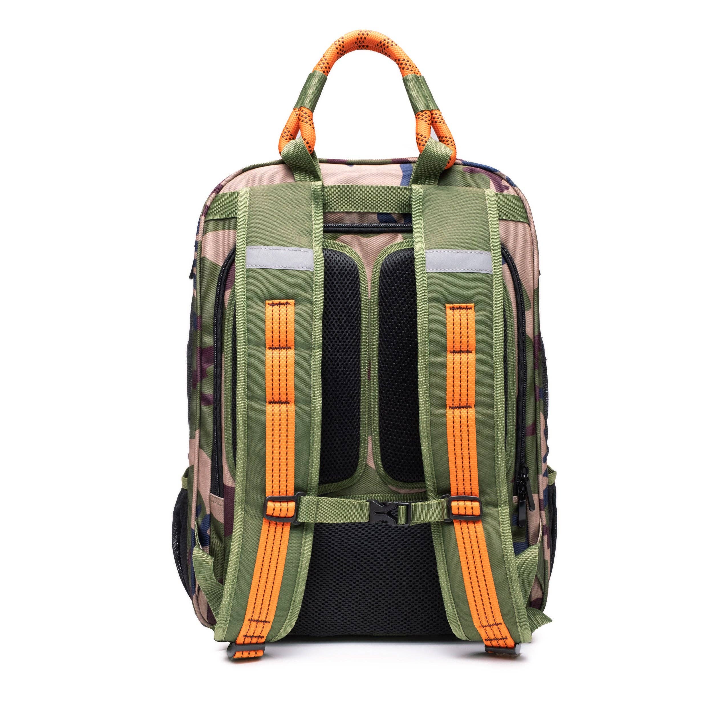 ROVERLUND - READY-FOR-ADVENTURE PET BACKPACK: CAMO / ORANGE - UP TO 25LBS