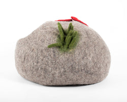 Felt Cat Cave Natural Wool Mushroom Cat Bed