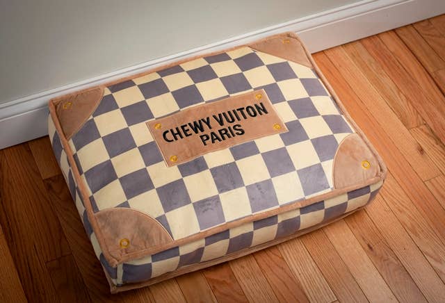 Checker Chewy Vuiton Bed Soft, Washable Dog Bed: Small