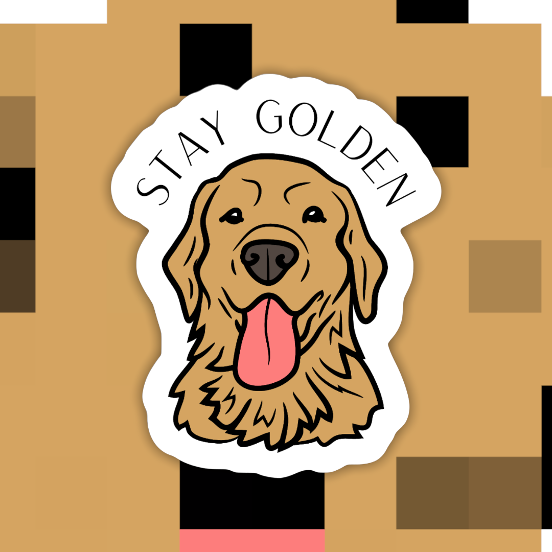 Ace the Pitmatian Co - Stay Golden Dog Sticker