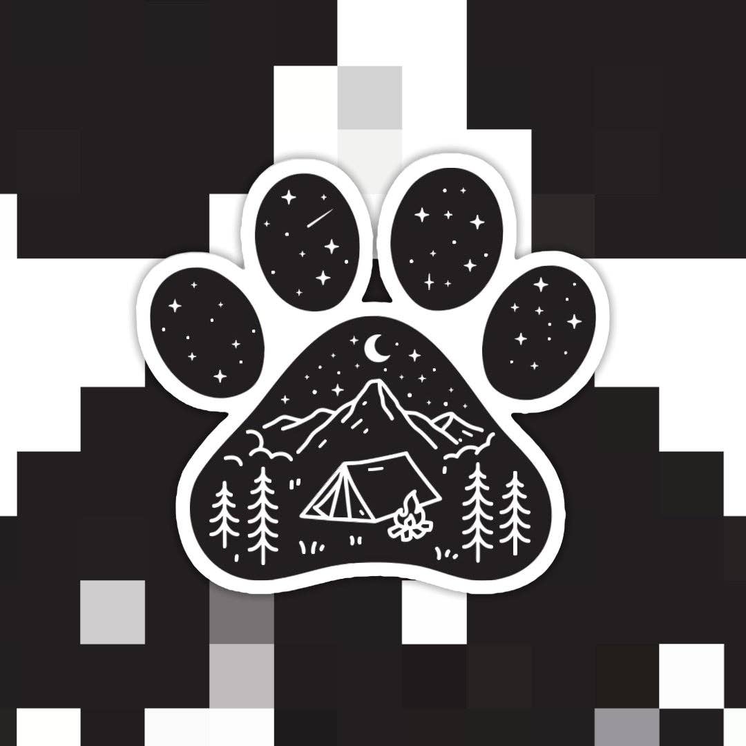Ace the Pitmatian Co - Dog Paw Camping Tent Sticker