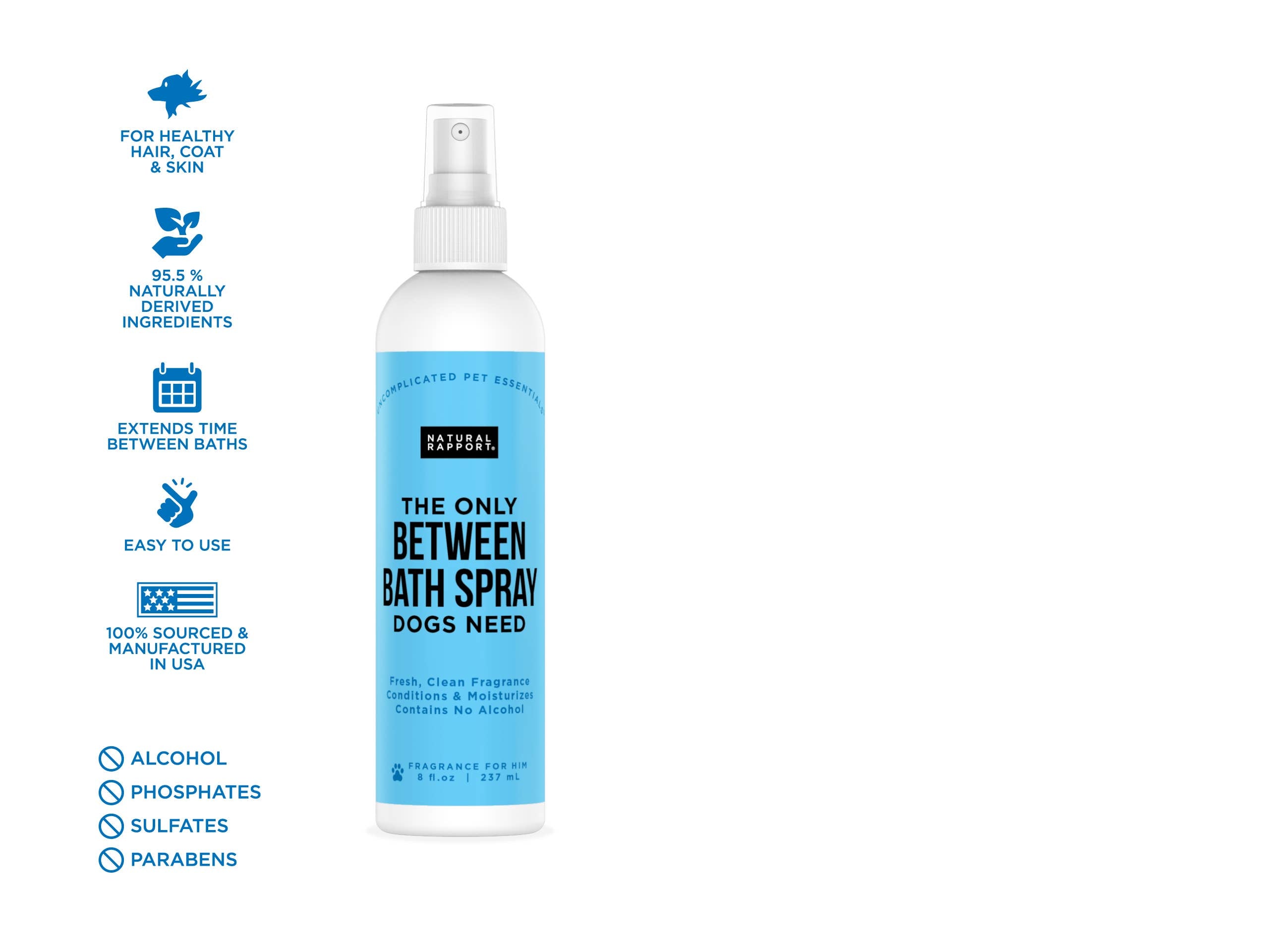 Natural Rapport - The Only Between Bath Spray Dogs Need - Male Scent: 8 ounce