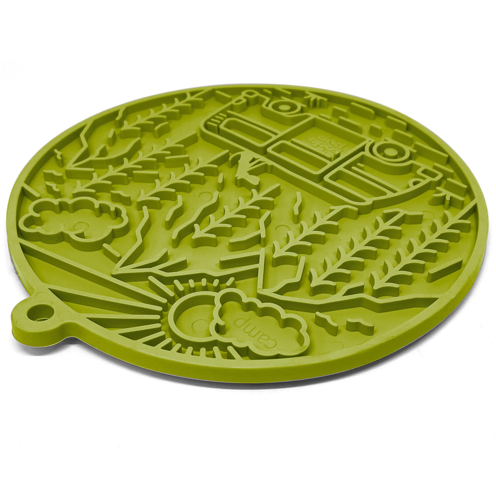 SodaPup Dog Toys - Camp eMat Enrichment Lick Mat With Suction Cups: Green