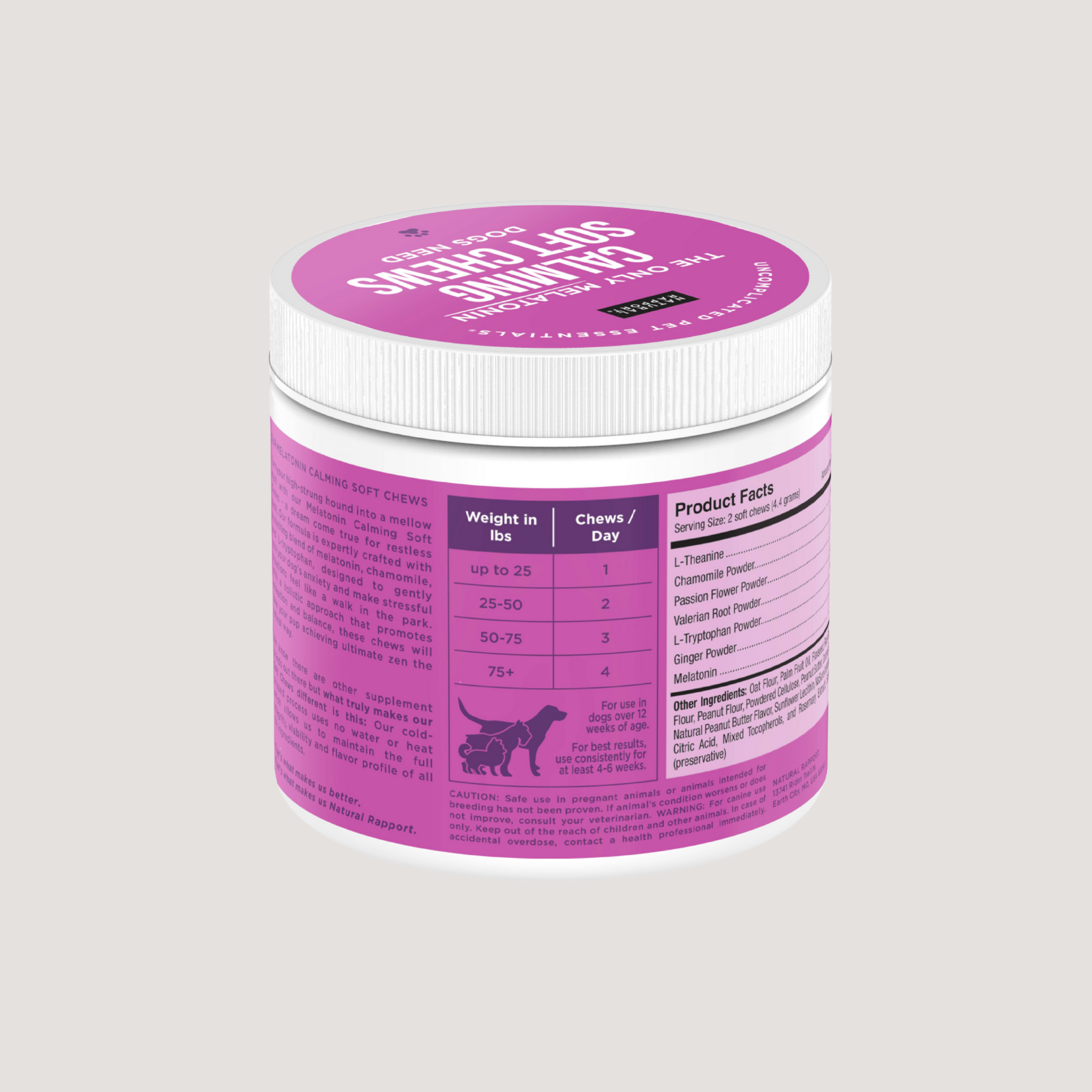 Natural Rapport - The Only Melatonin Calming Soft Chews Dogs Need: 120 count jar