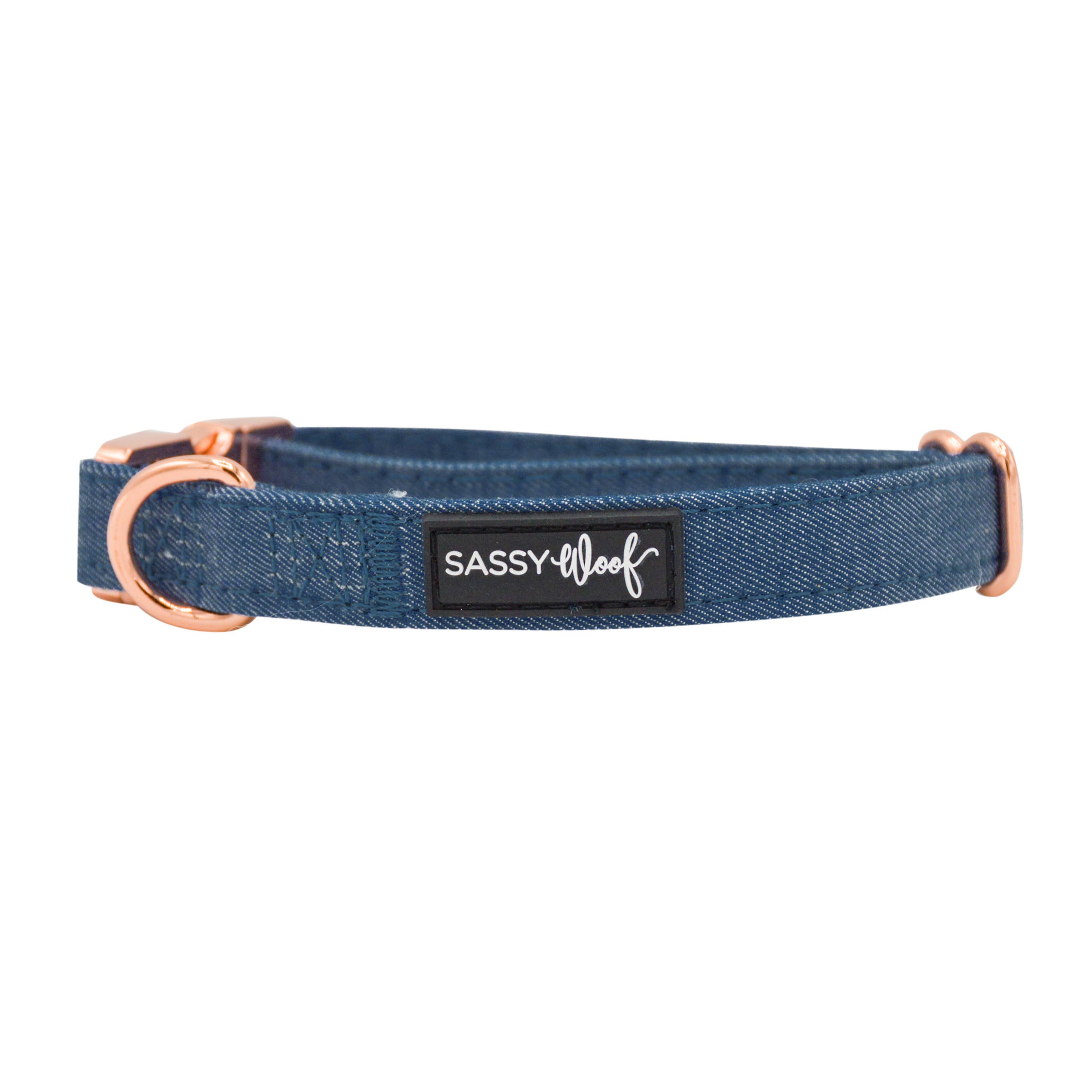 SASSY WOOF - Dog Collar - Denim: M