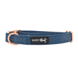 SASSY WOOF - Dog Collar - Denim: S