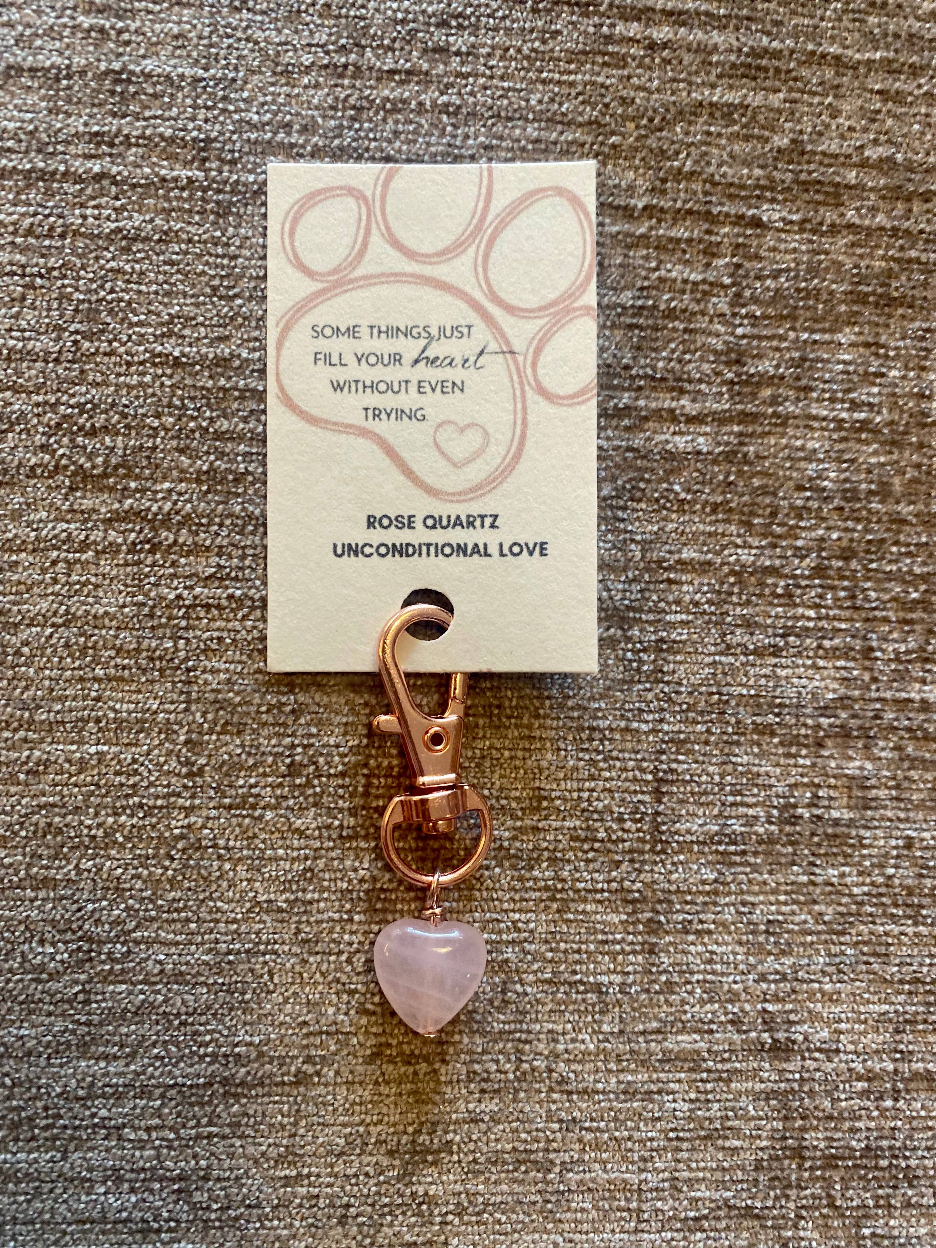 Unconditional  Love Pet Tag  Rose Quartz Heart Dog/Cat Charm
