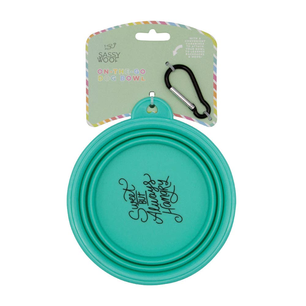 SASSY WOOF - Collapsible Dog Bowl - Sweet, but Always Hangry: Orange