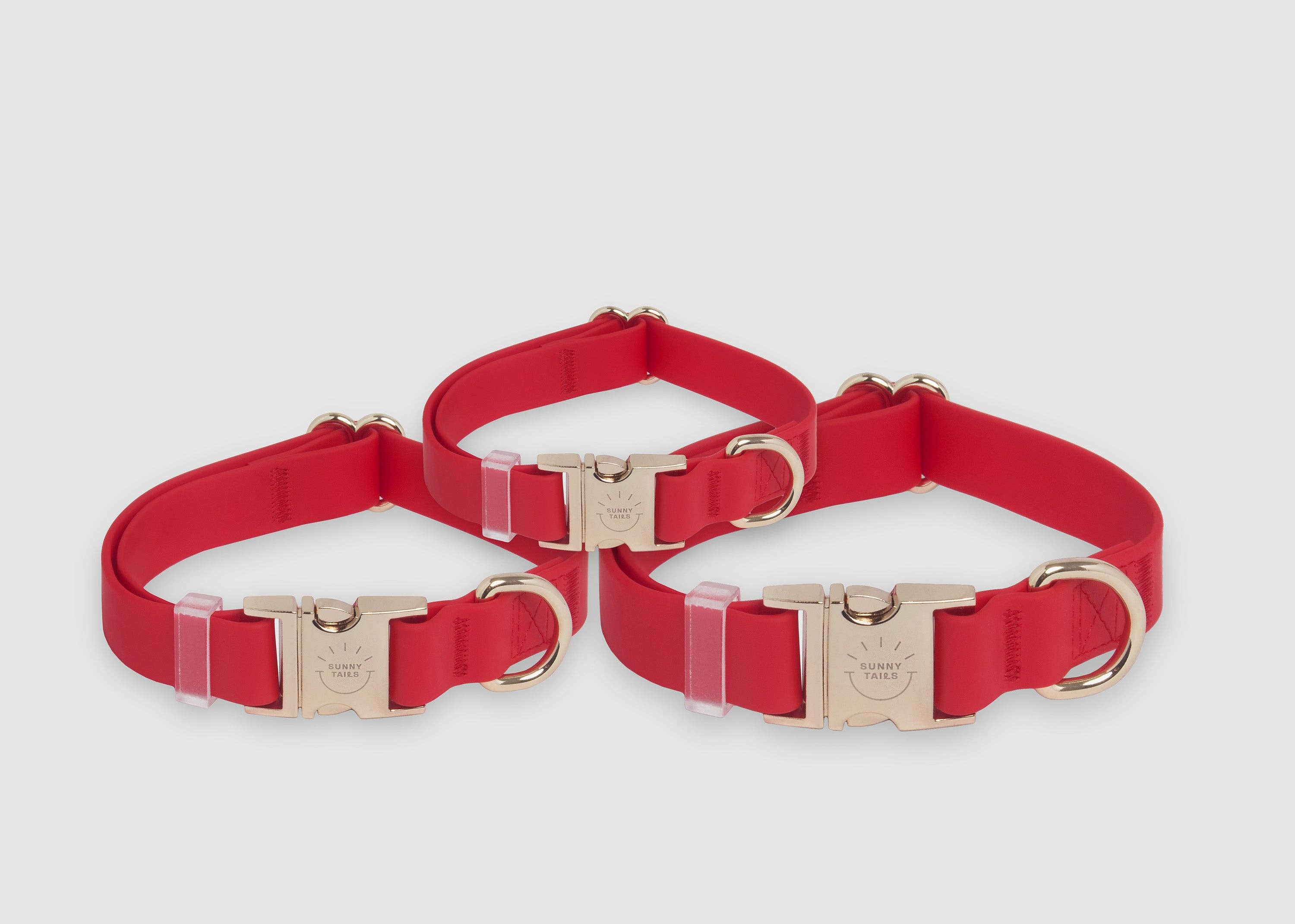 SUNNY TAILS - Cherry Red Waterproof Dog Collar: MEDIUM